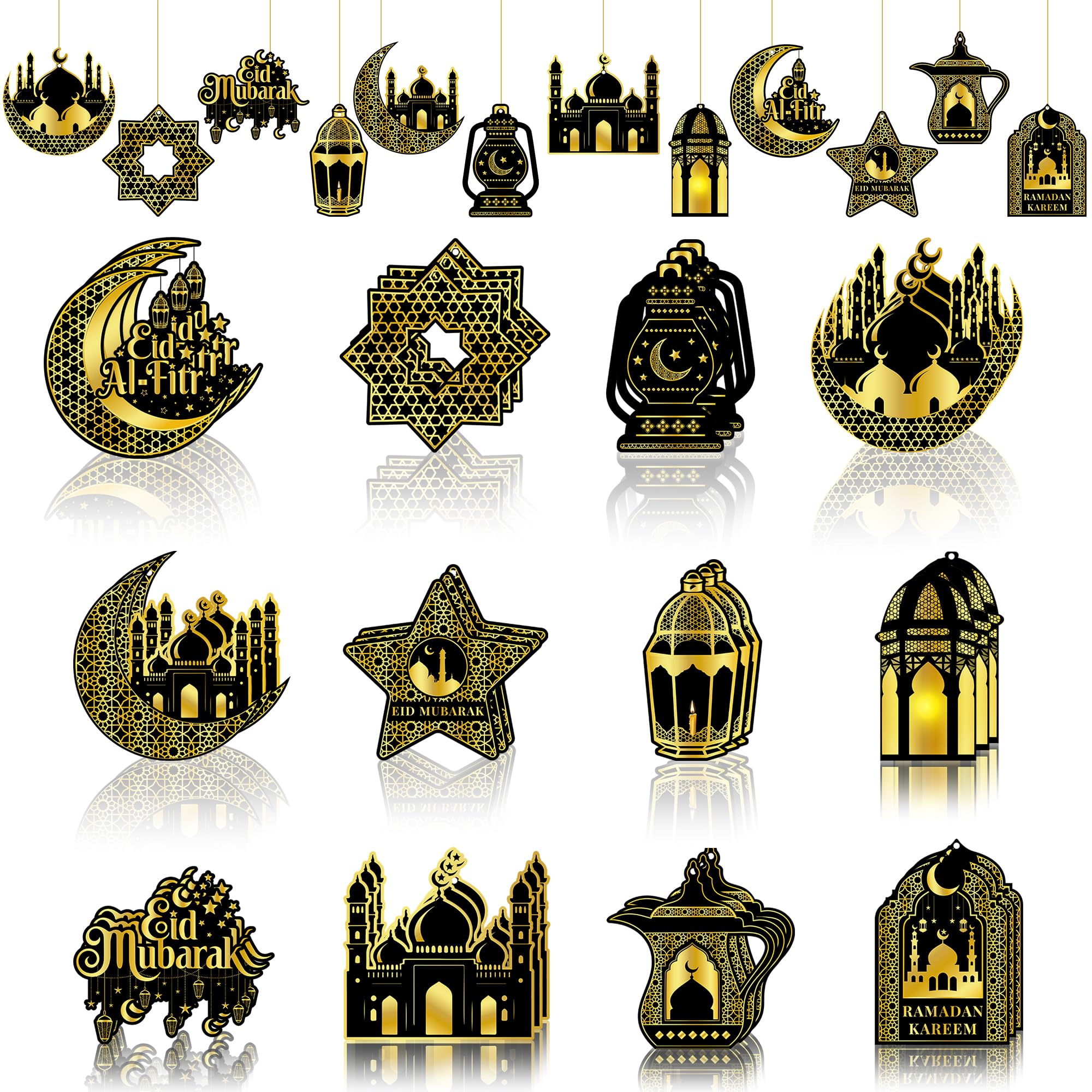 Ramadan-tafeldecoratie, Eid hangers, 4 stuks, Eid Mubarak