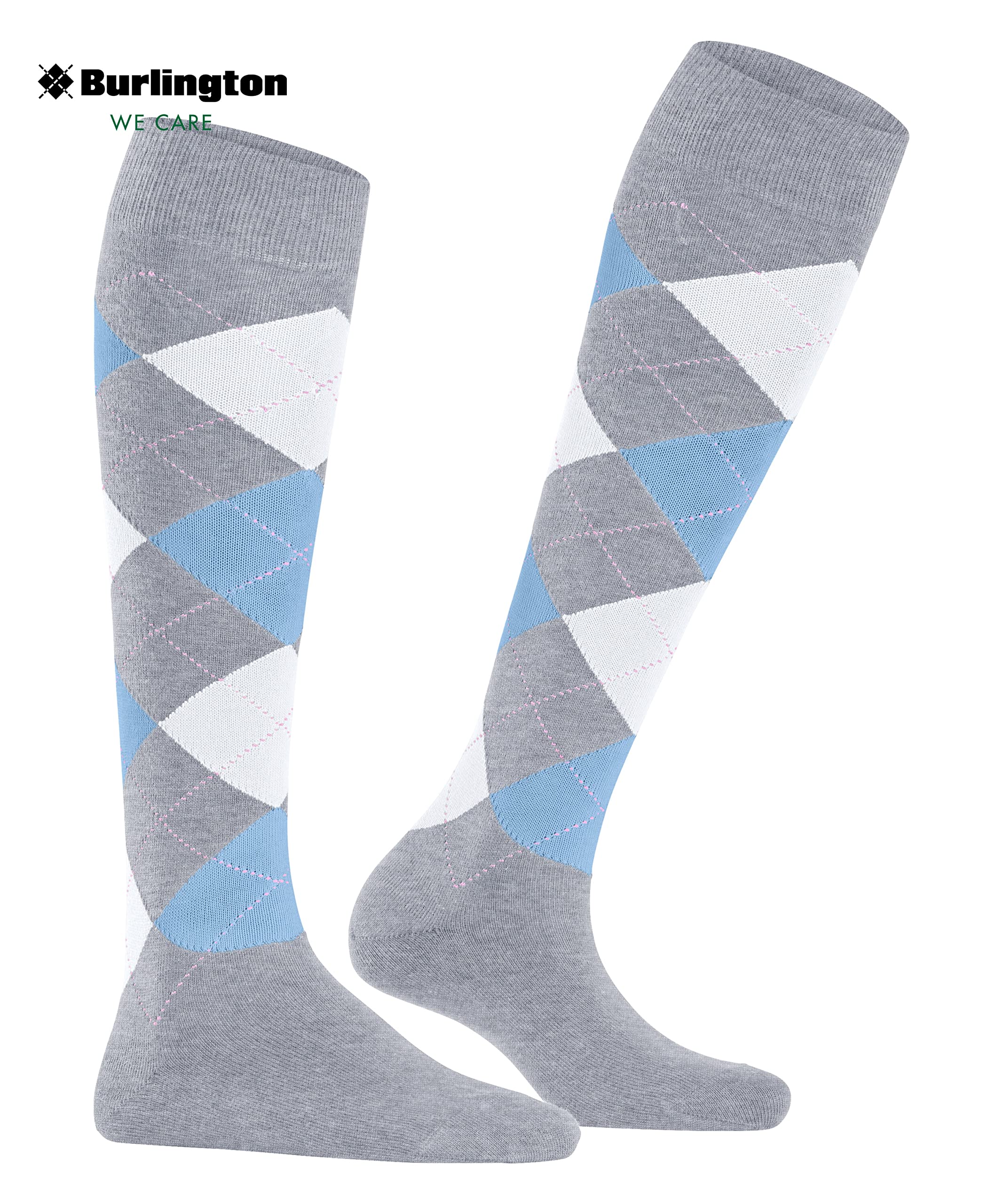 Burlington Kobiety Podkolanówki Queen W Kh bawełna długie z wzorem 1 Para, Szary Arctic Melange 3221, 36-41