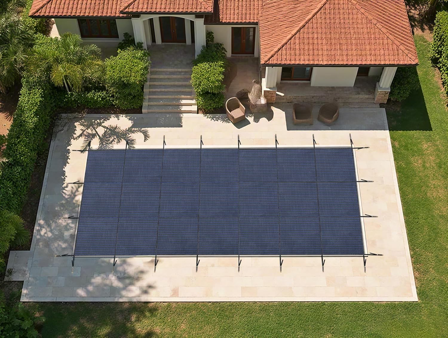 Inground Pool Safety Cover,Heavy-Duty Winter Safety Cover for Inground Swimming Pools,Triple-Stitched Rectangle Pool Cover,Reinforced Design, All-Weather Protection (Blue, 18FT x 38FT)