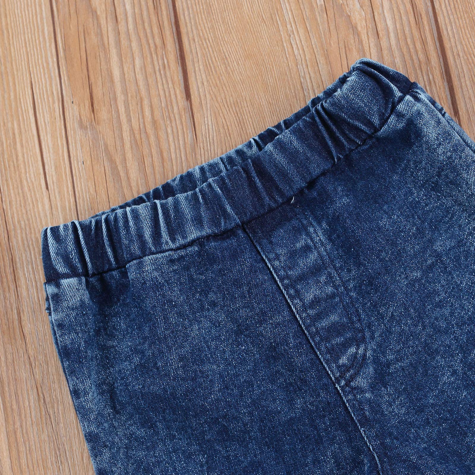 GOOCHEER Bambini Bambino Bambina Bambino Ragazza Increspato Jeans Strappati Bell Bottom Flare Pantaloni Strappati Denim Leggings Pantaloni | Pantaloni svasati per bambini, abiti autunno inverno
