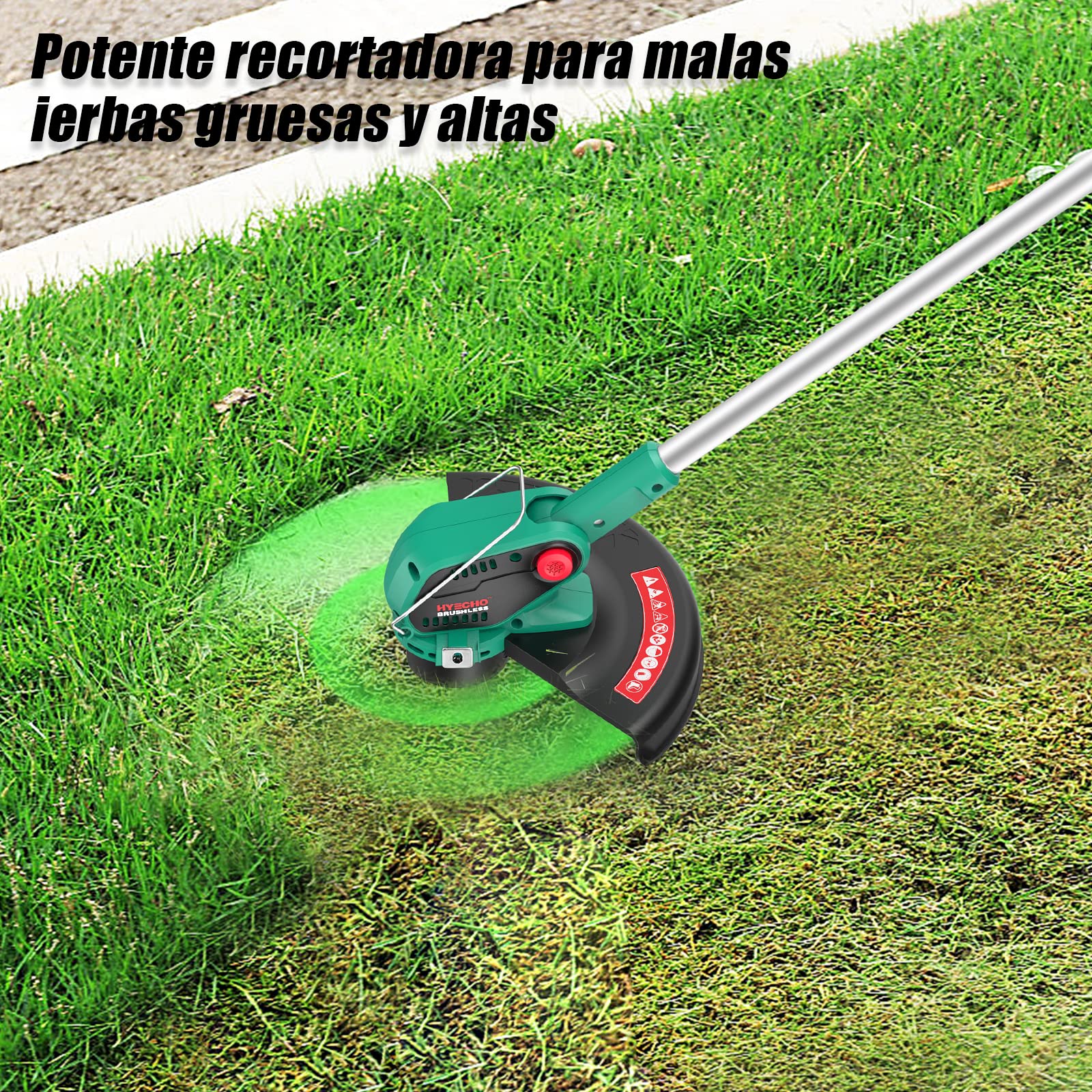 Desbrozadora bateria 36V(2 * 18V), Brushless cortabordes eléctrica, diámetro de Corte 35 cm, 2 baterías de 2,0 Ah e Cargador de Dobre posición, dous axustes de velocidade