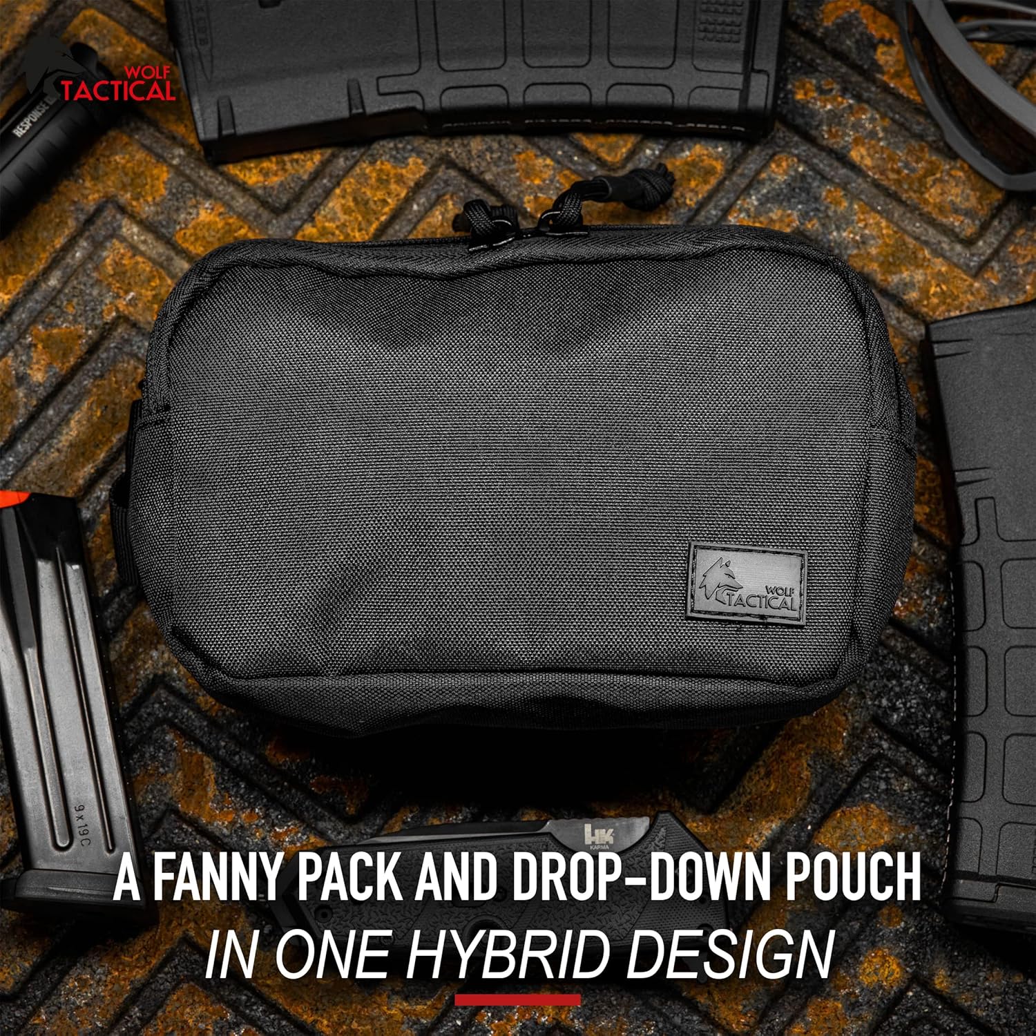 WOLF TACTICAL Fanny Pack For Men - Dangler Pouch Concealed Carry Waist Pack Drop Pouch