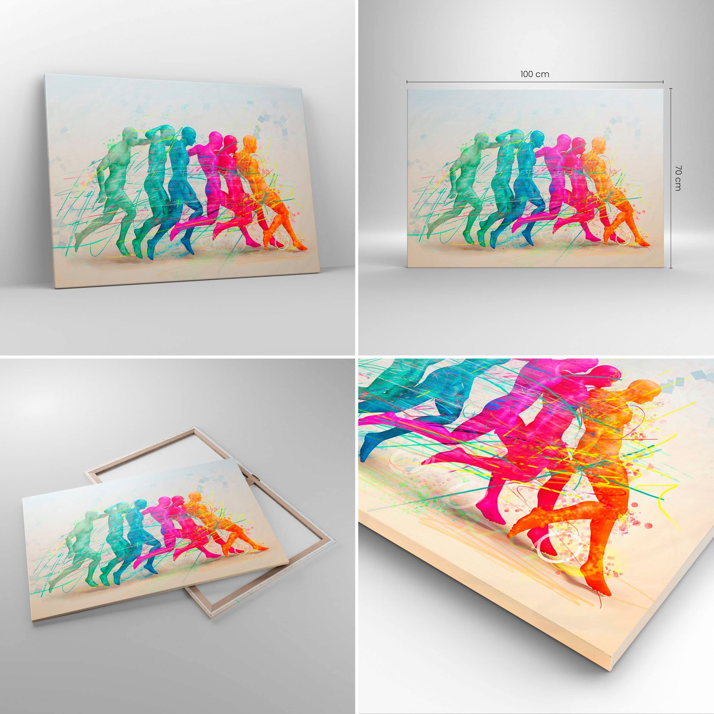 Moderne Impression Sur Toile 70x70cm Image Tableau Decoration Murale Athlète Sprinter Sport Coureur Grand Tableaux Decoratifs Muraux Chambre Carré Deco Cadre Décoration Salon Art Wall AC70x70-2802