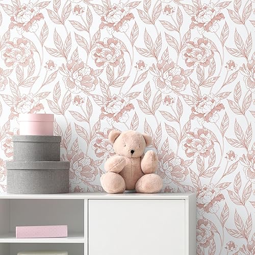 Miniatura 13 de Timeet Papel tapiz floral para despegar y pegar, papel tapiz azul y blanco, papel tapiz autoadhesivo extraíble para dormitorio, baño, papel de