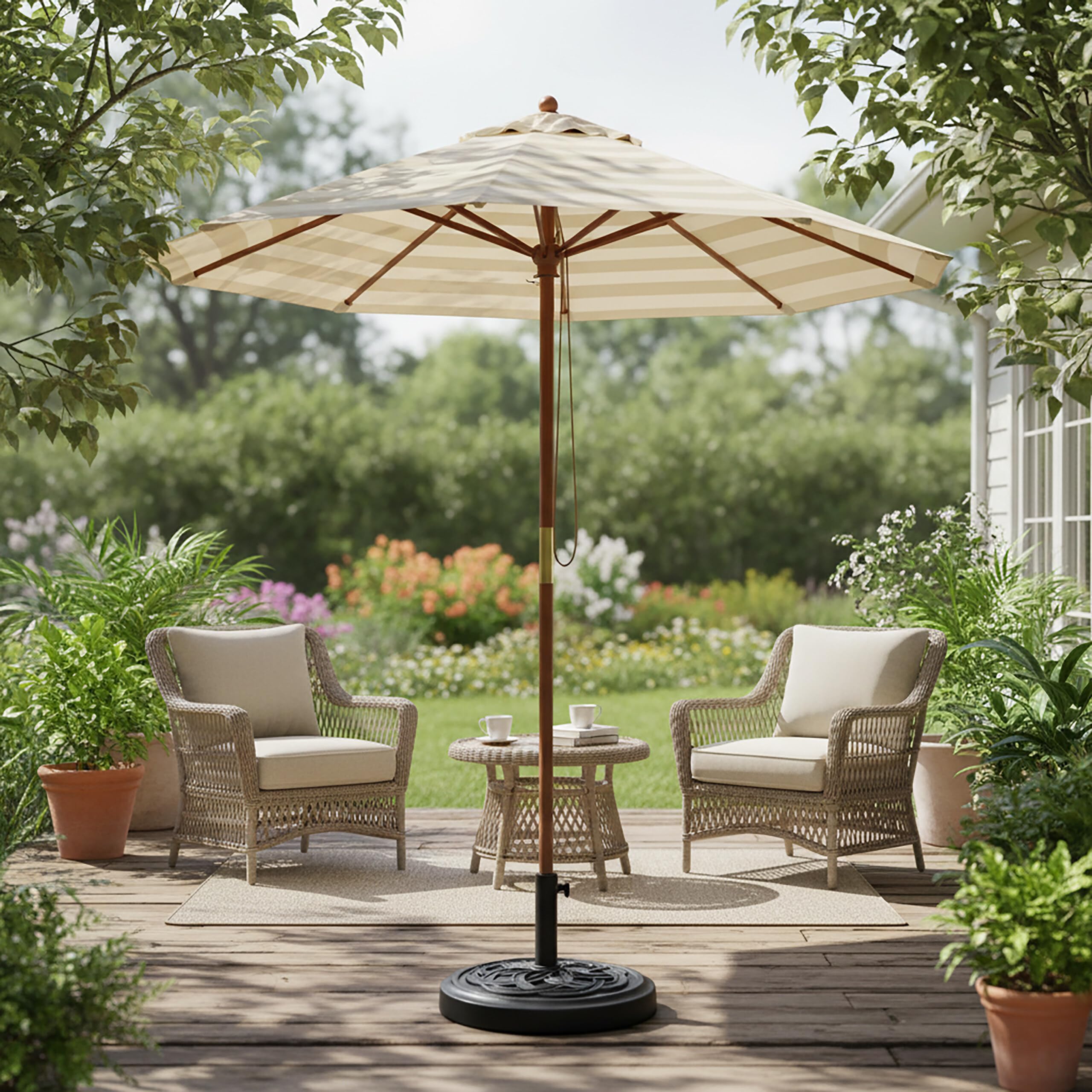 Relaxdays Base para Parasol Vintage, mástiles 34–48 mm, Ø 45 cm, Negra, Medidas 31 x 45 x 45 cm — view 2