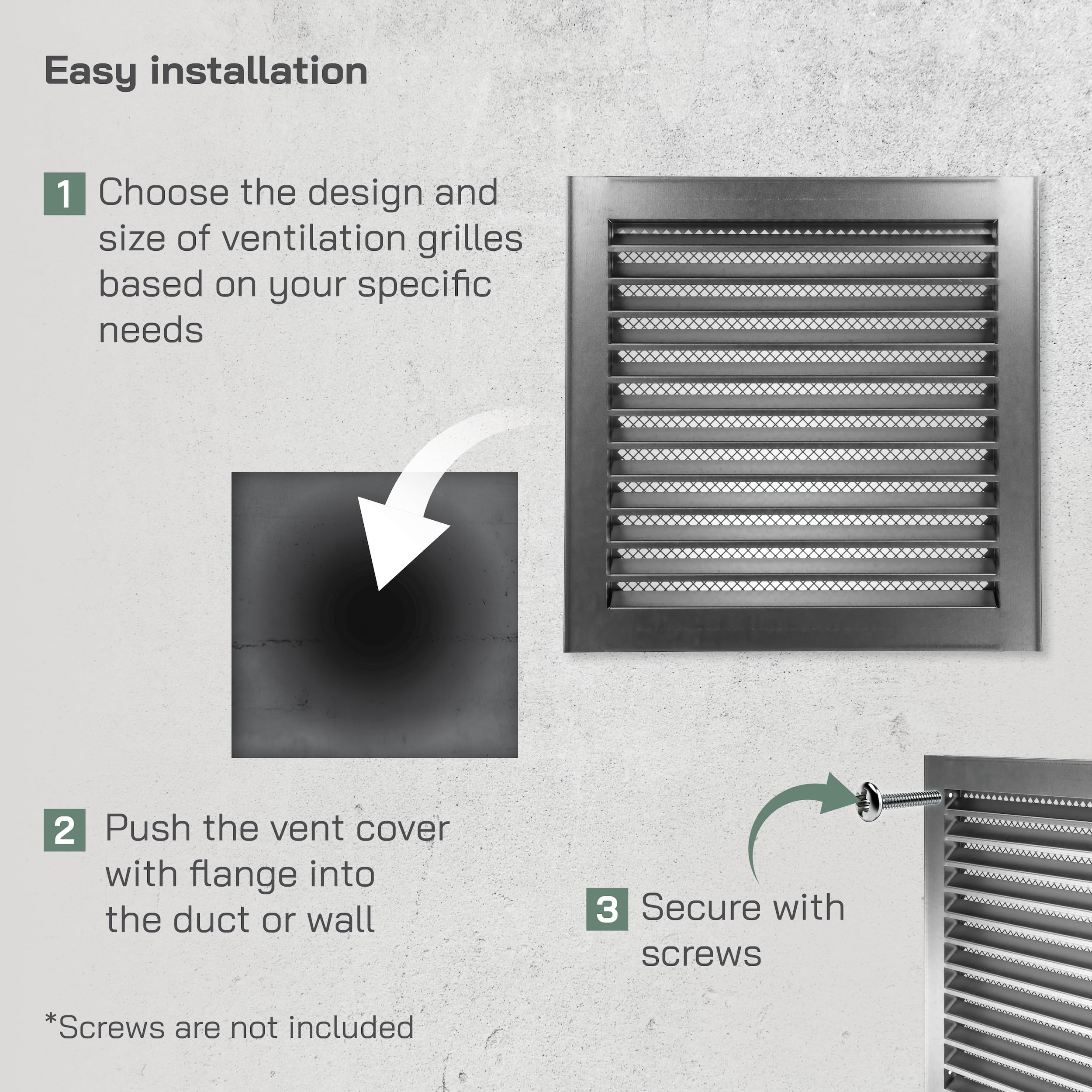 Vent Systems Grille d'aération carrée de 30,5 x 30,5 cm – Persienne d'aération – Grille d'aération – Grille d'aération intégrée – Évents CVC pour une utilisation extérieure, bureau à domicile, cuisine