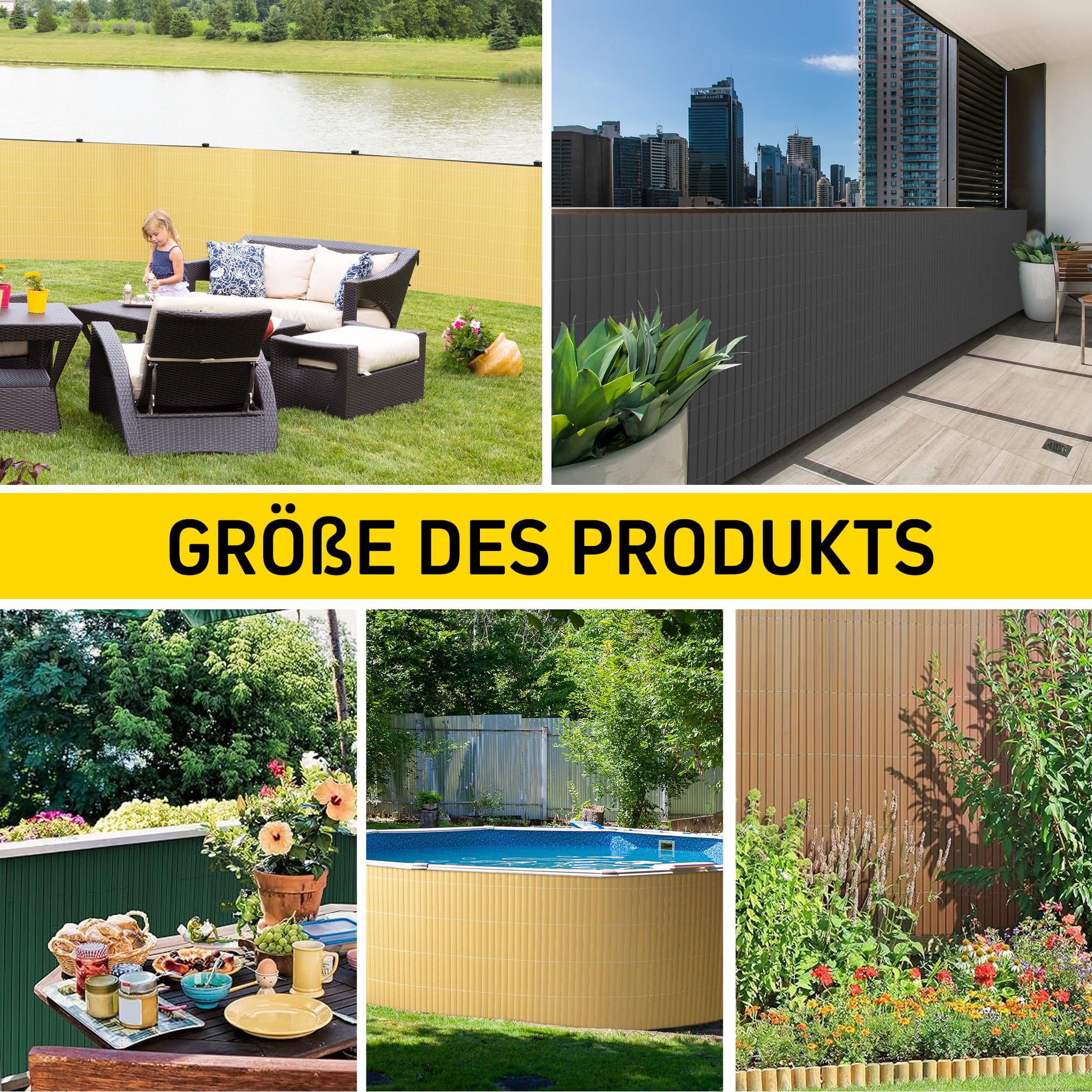 jarolift Canniccio in PVC Standard Recinzione Balcone Frangivista, Resistente ai Raggi UV Resistente alle Intemperie, Frangivento Protettivo per Giardino, Balcone, Terrazza, 100 x 1000 cm, Marrone