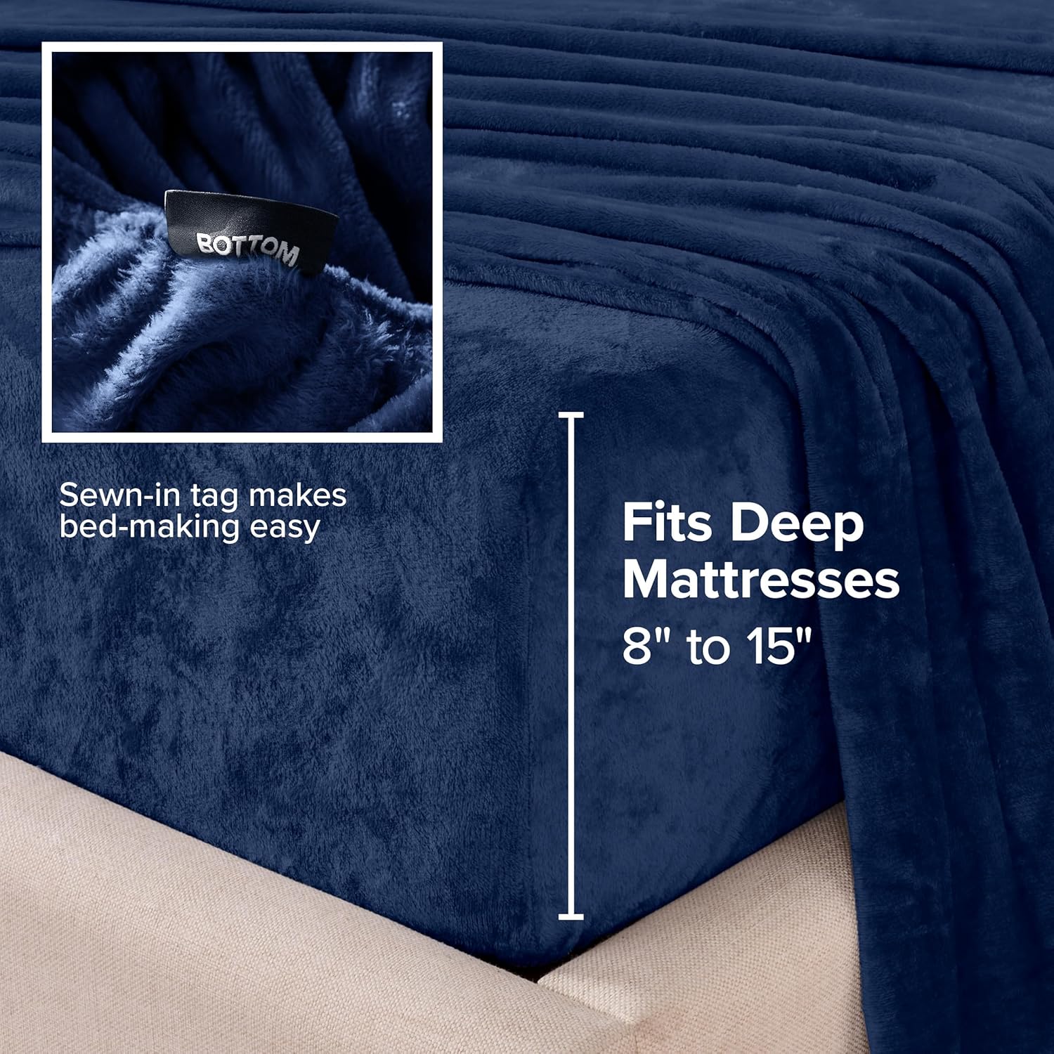 Bare Home Microplush Fleece Sheet Set - King Size - Ultra Soft Velvet - Cozy & Warm - Plush All-Season Comfort - Wrinkle Resistant - Deep Pocket Fit - Non-Pilling Sheets (King, Dark Blue)