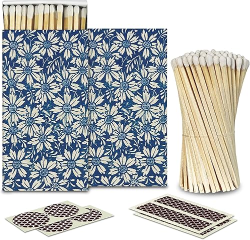 Miniatura 10 de Cerillas blancas de 4 pulgadas + calcomanías de golpeador incluidas  300 fósforos decorativos de seguridad de punta blanca con clase  Cerillas