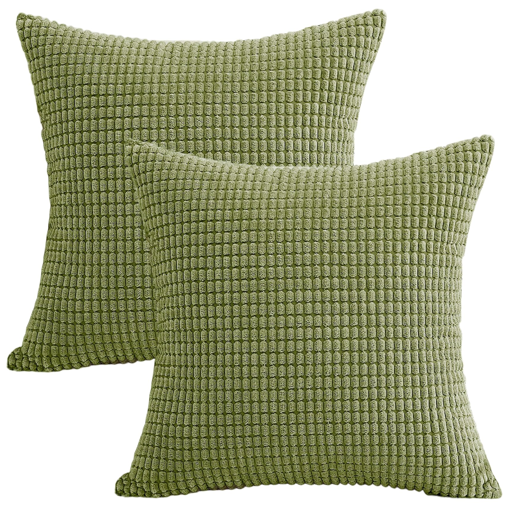 Housses de coussin vert sauge en velours pour une chambre cocooning chaleureuse
