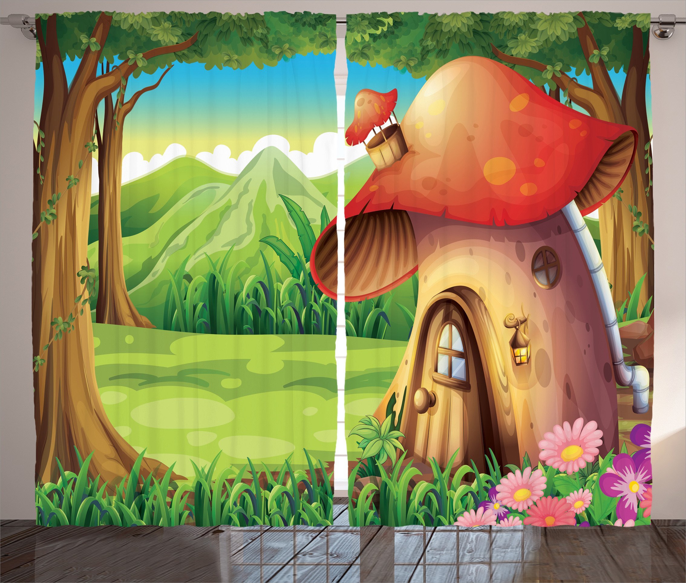 AmbesonneUnion Jack Curtains, Classic Traditional Flag United Kingdom Modern British Loyalty, Living Room Bedroom Window Drapes 2 Panel Set, 108 W X 96 L Inches, Royal Blue White Vermilion