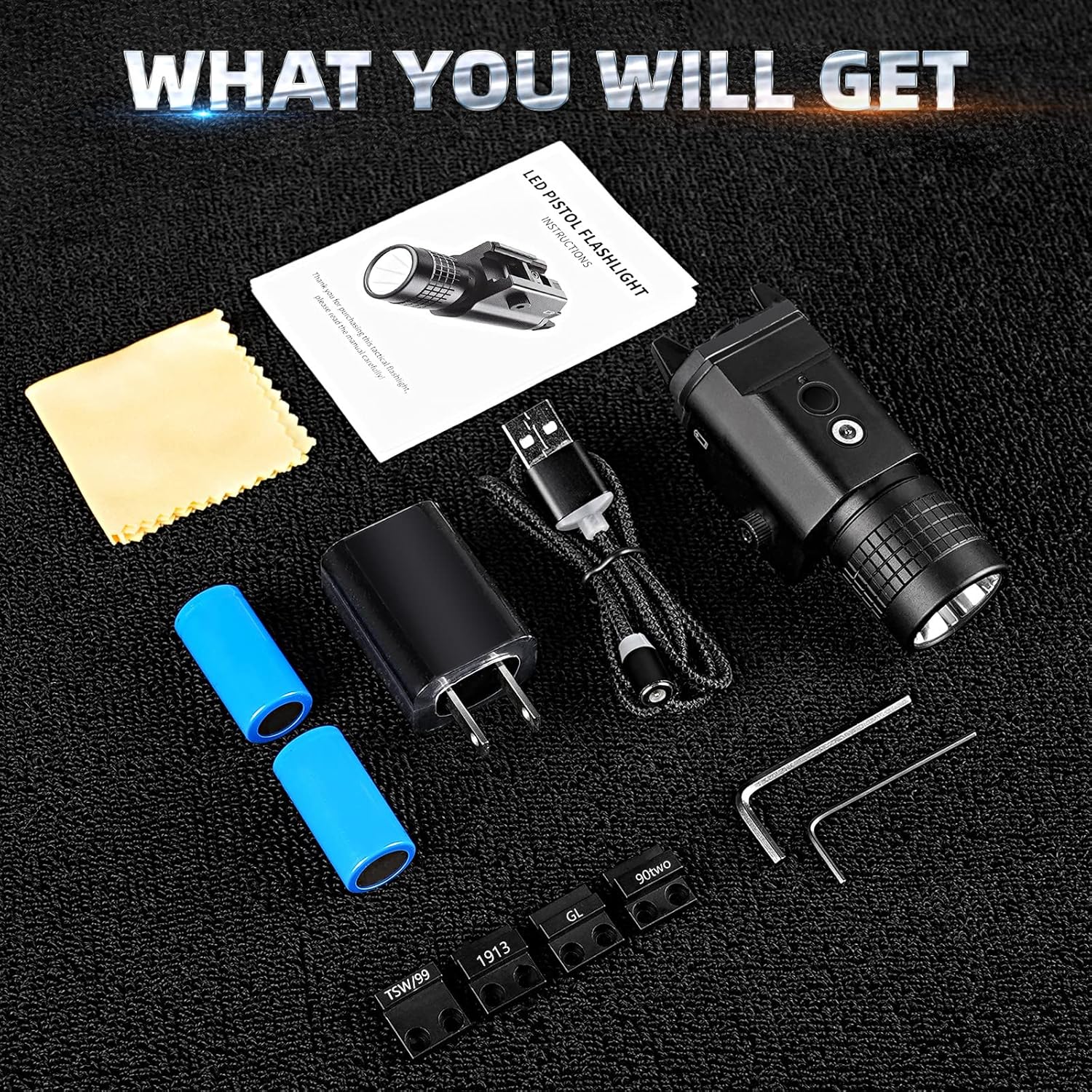 50% Off Discount EZshoot 750 Lumens Pistol Light with GL/1913/90two/TSW/99 Rails, Magnetic USB Rechargeable Compact Handgun Weapon Light, White LED Tactical Flashlight for Pistol with Built-in Lithium Batteries