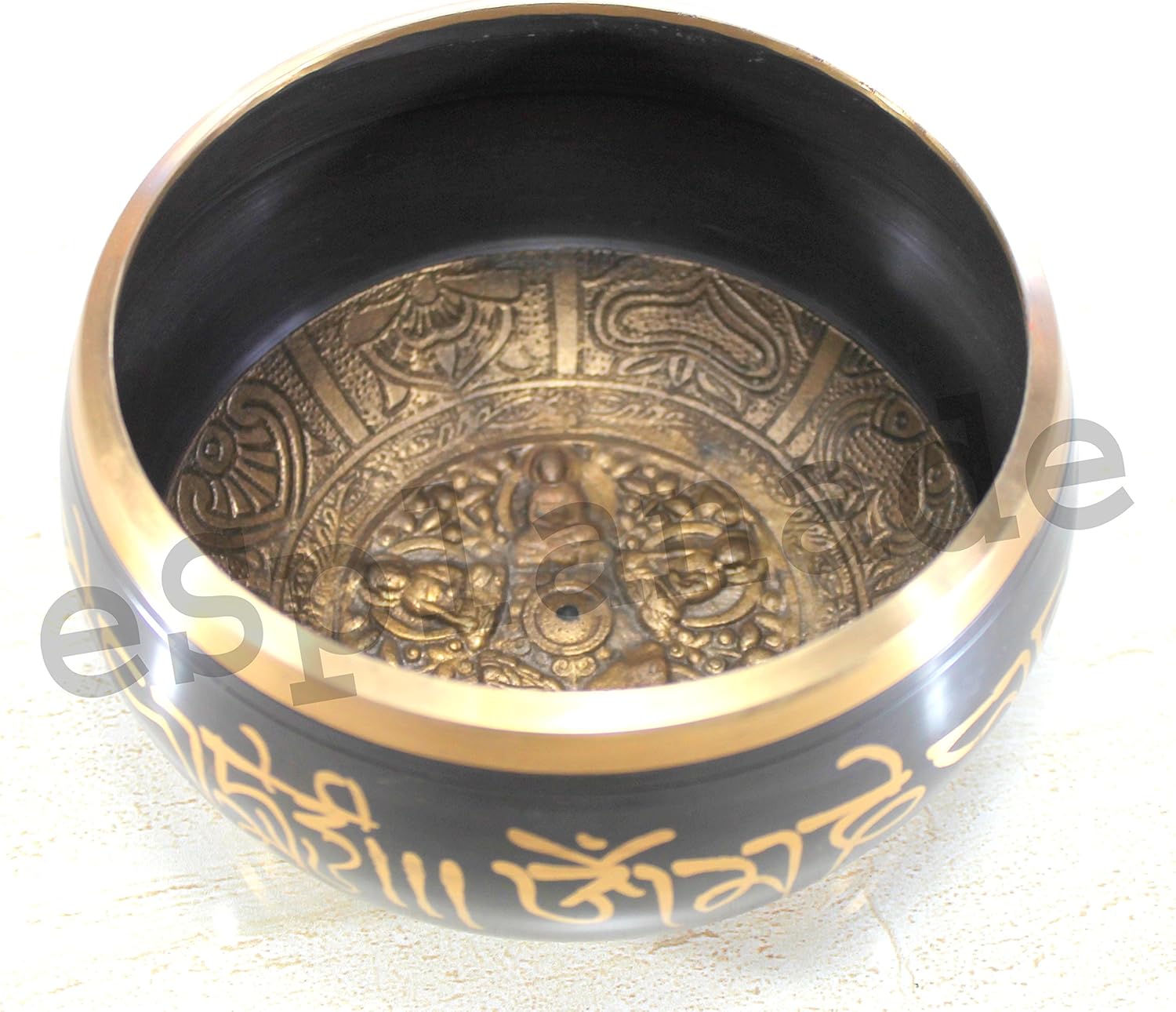 eSplanade - 6 inches - Singing Bowl Tibetan Buddhist Prayer Instrument With Striker Stick | OM Bell | OM Bowl | Meditation Bowl | Music Therapy (black)