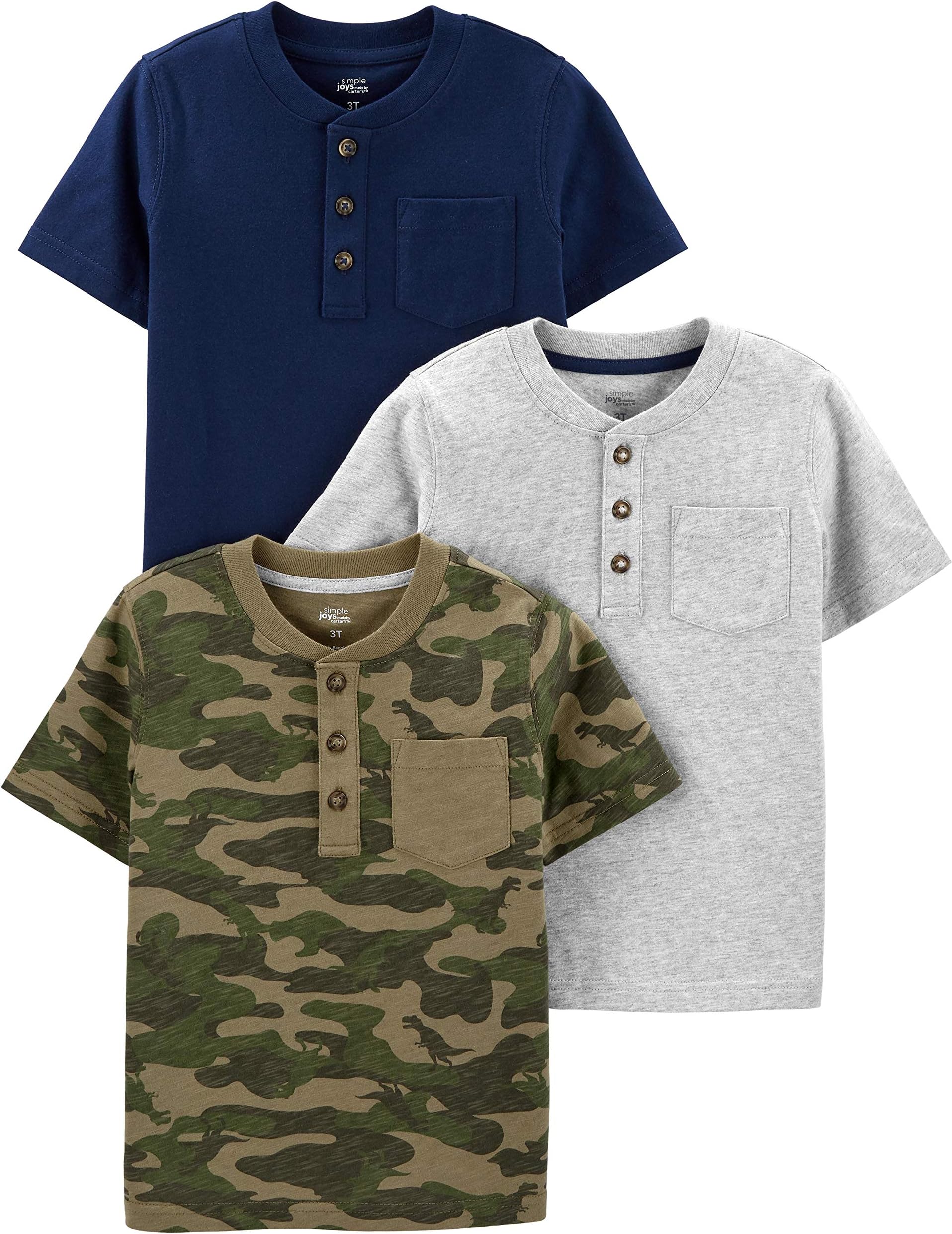 Infant and Toddler Boys' 3-Pack Short-Sleeve Pocket Henley Tee Shirt