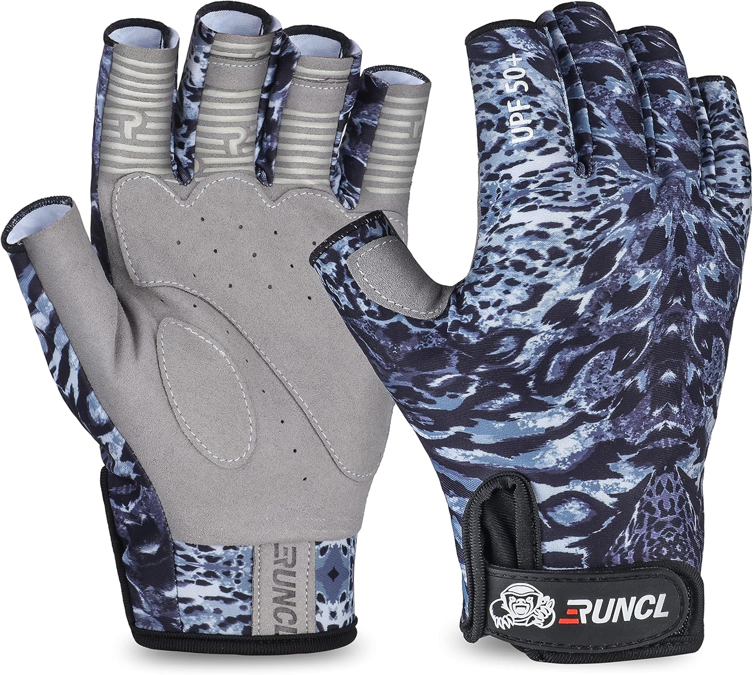 RUNCL Fingerless Fishing Gloves UPF 50+ Sun Protection Breathable Microfiber Dexterity Unisex Black