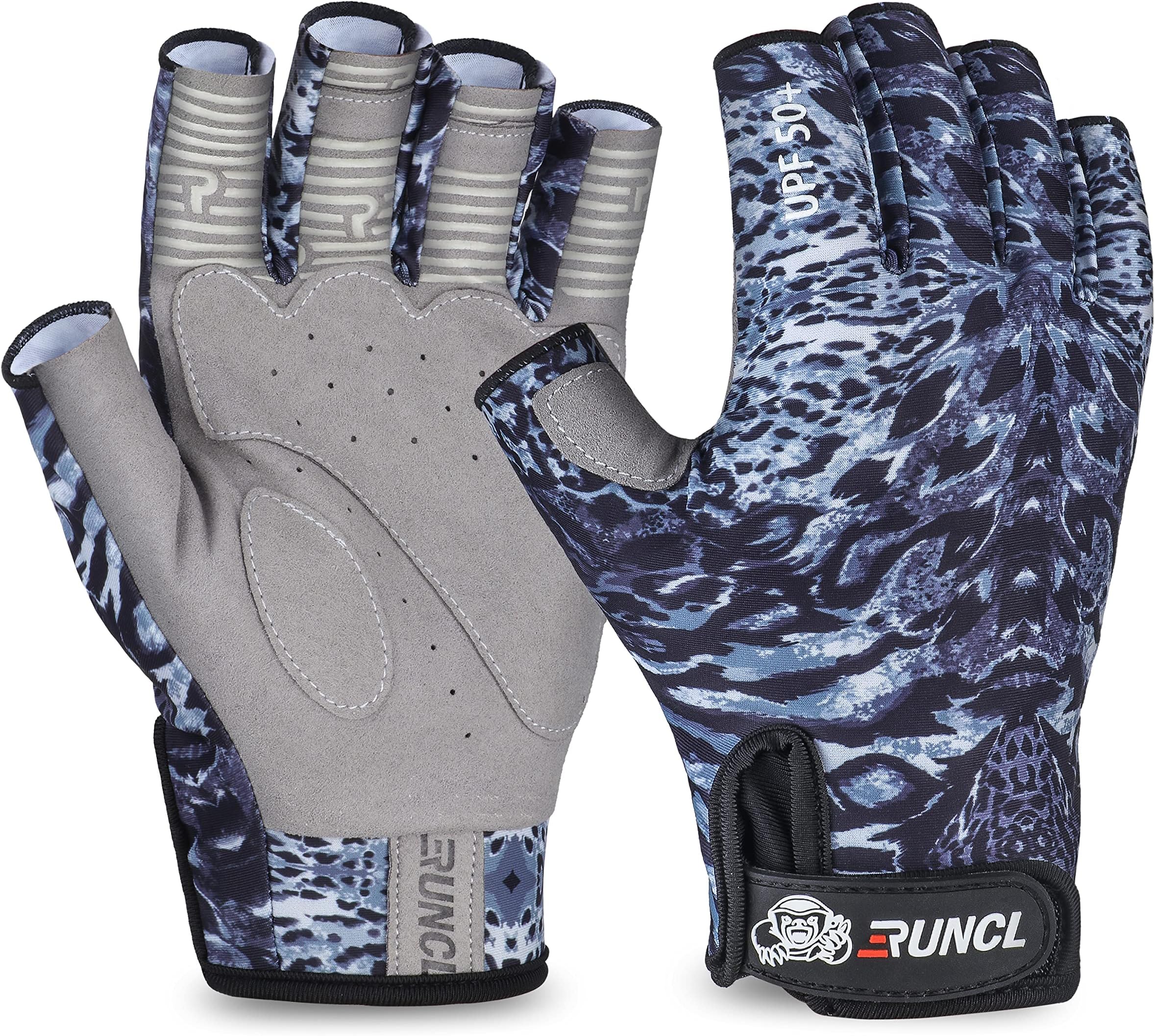 RUNCLFingerless Gloves RAGUEL, Fishing Gloves, Sun Gloves - UPF 50+ Sun Protection, Microfiber-Tech Safeguard, Half-Finger Style, Breathable Ventilation - Kayaking, Rowing, Cycling, Mowing, Gardening