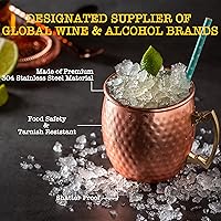 Vista 2 de Moscow Mule - Juego de tazas de 9 a 20 onzas de acero inoxidable 304 con 4 popotes, 1 jigger, gran comedor, barra de entretenimiento, juego de 4