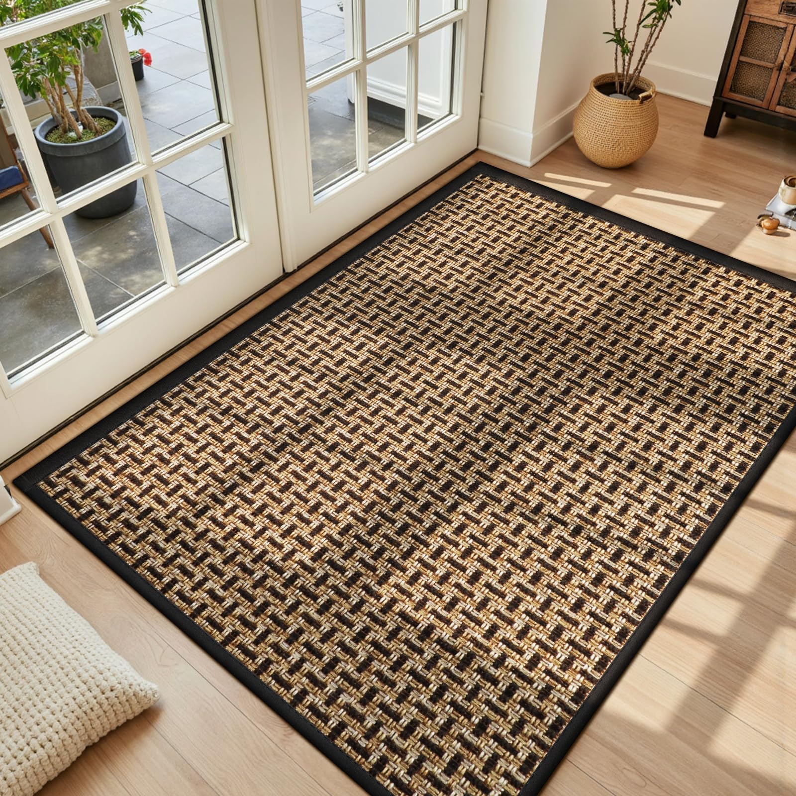 Tapis chambre antiderapant LEKEEPGO 90x150cm, tapis d'entree fin de sol noir