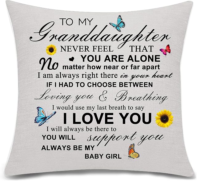 Granddaughter Gifts Throw Pillow Cover Pillowcase Cushion Case Cushion Cover for Granddaughter from Grandma Grandpa Birthday Gifts Christmas Gifts (granddaughter-203)
