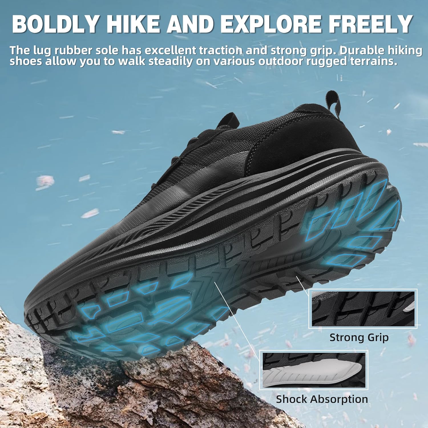 OrthoComfoot Men's Wide Orthopedic Plantar Fasciitis Shoes: Comfortable High Arch Support Trail Running Shoes for Walking & Hiking, Orthotic Tennis Sneakers Relief Flat Feet, Feet Pain - Image 4