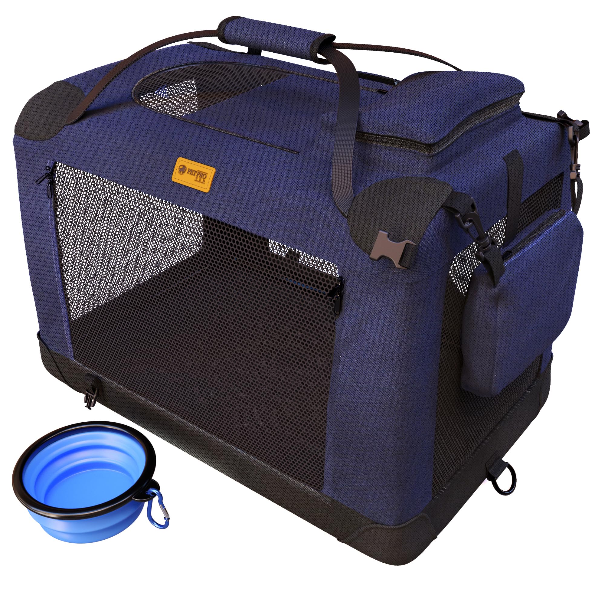 PetProved Transportin Perro Coche Transportin para Perros Gatos Plegable Trasportines Perro Pequeño Transportin Plegable Perro Gato Coche Transportadores 50x35x35 cm