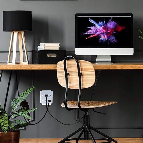 Miniatura 10 de GE 6 - Adaptador de tomacorriente de pared, con tomas muy separadas para cargador de teléfono celular