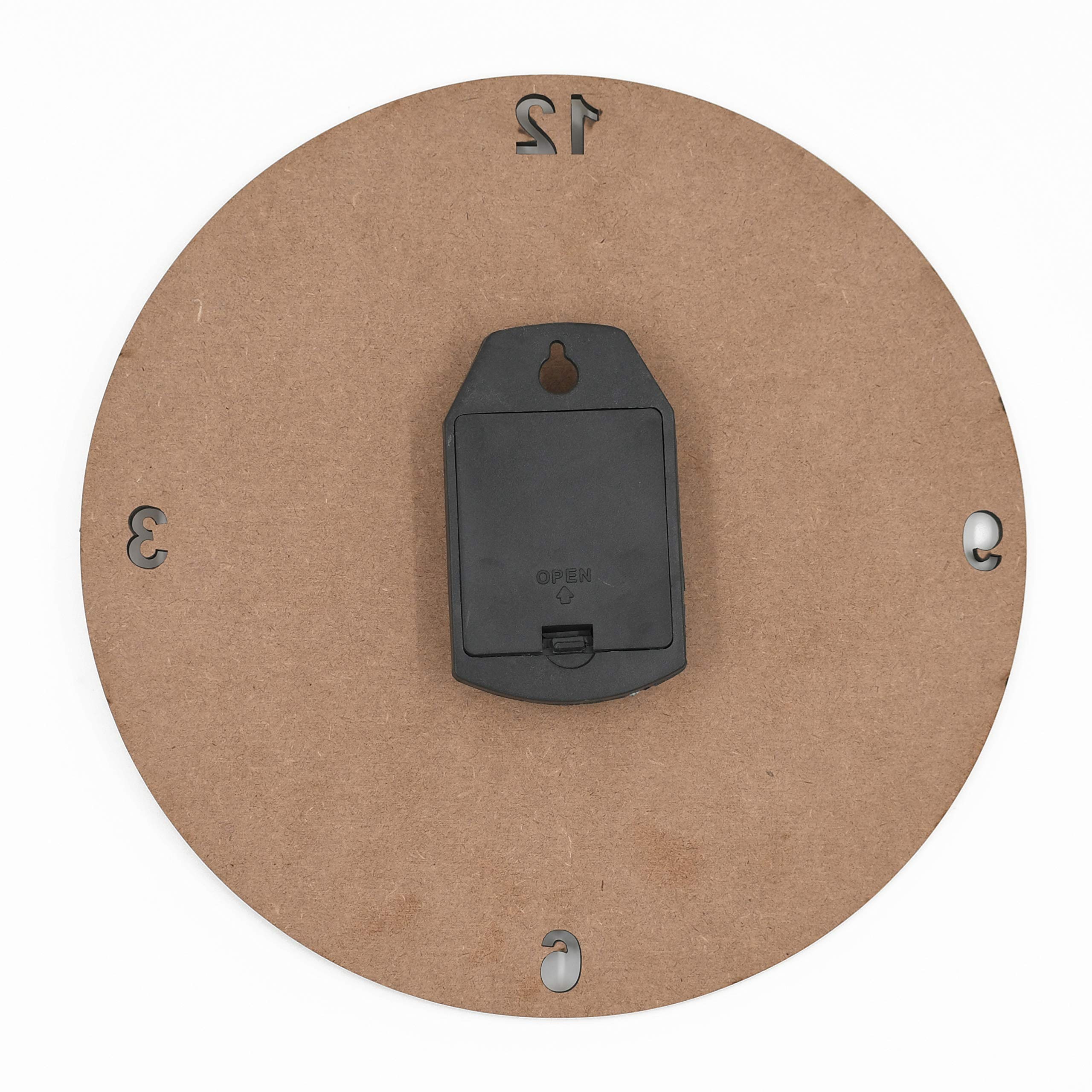 IVEI DIY MDF Numbers Cut Wooden Craft Round Blank Wall Clock for Painting Wood Sheet Craft, Decoupage, Resin Art Work & Decoration (Brown) - Image 2 thumbnail