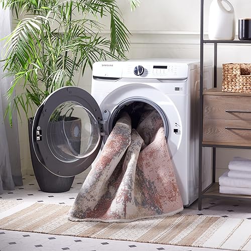 Miniatura 2 de Safavieh Bayside Collection BAY128A - Alfombra de área moderna y contemporánea lavable a máquina 9 x 12 pies color marfilgris y rosa