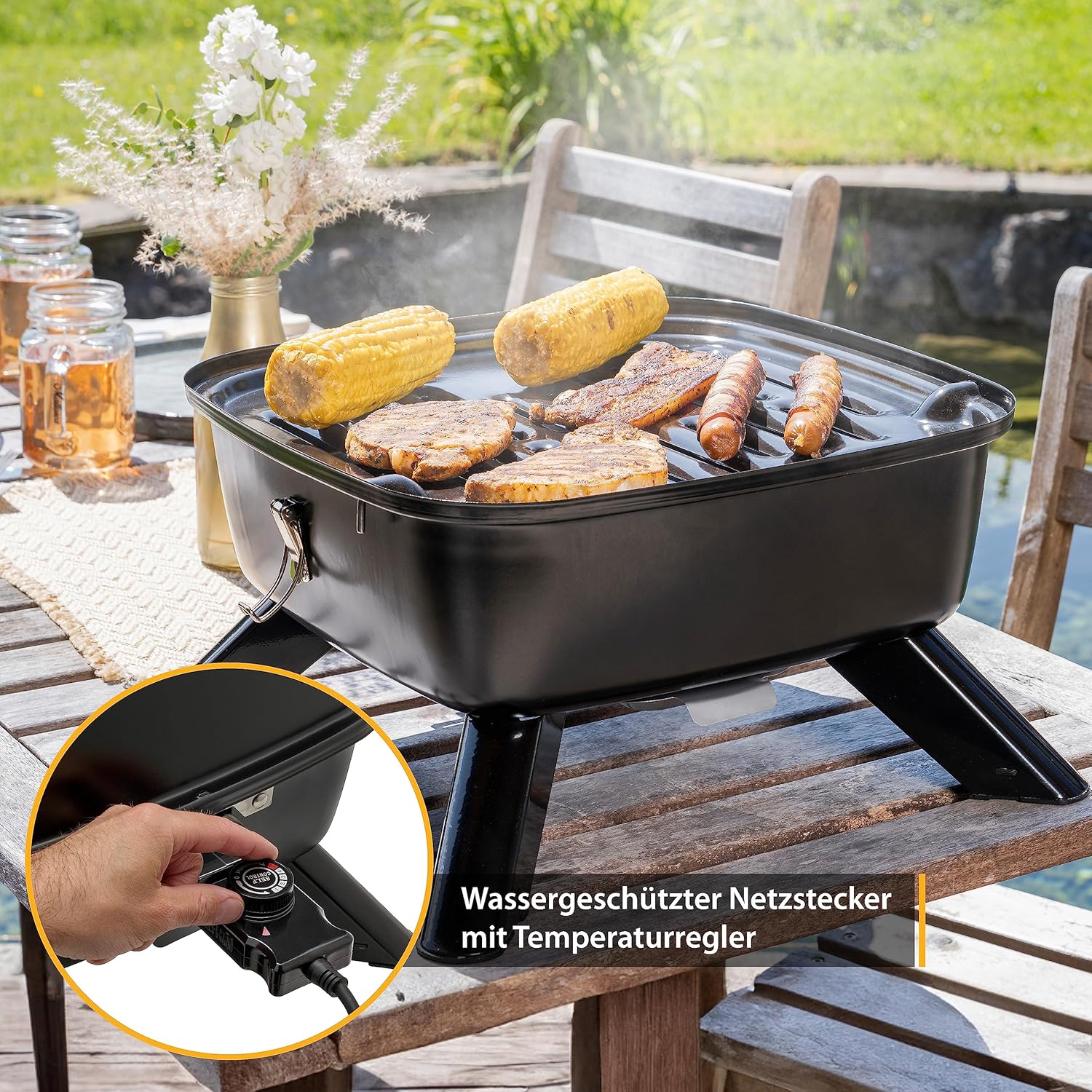 TZS First Austria Barbecue elettrico a sfera 2 in 1, estremamente stabile e compatto, per balcone, 2000 Watt, elettrico o carbone, facile da montare e pulire TZS First Austria Barbecue elettrico a sfera 2 in 1, estremamente stabile e compatto, per balcone, 2000 Watt, elettrico o carbone, facile da montare e pulire