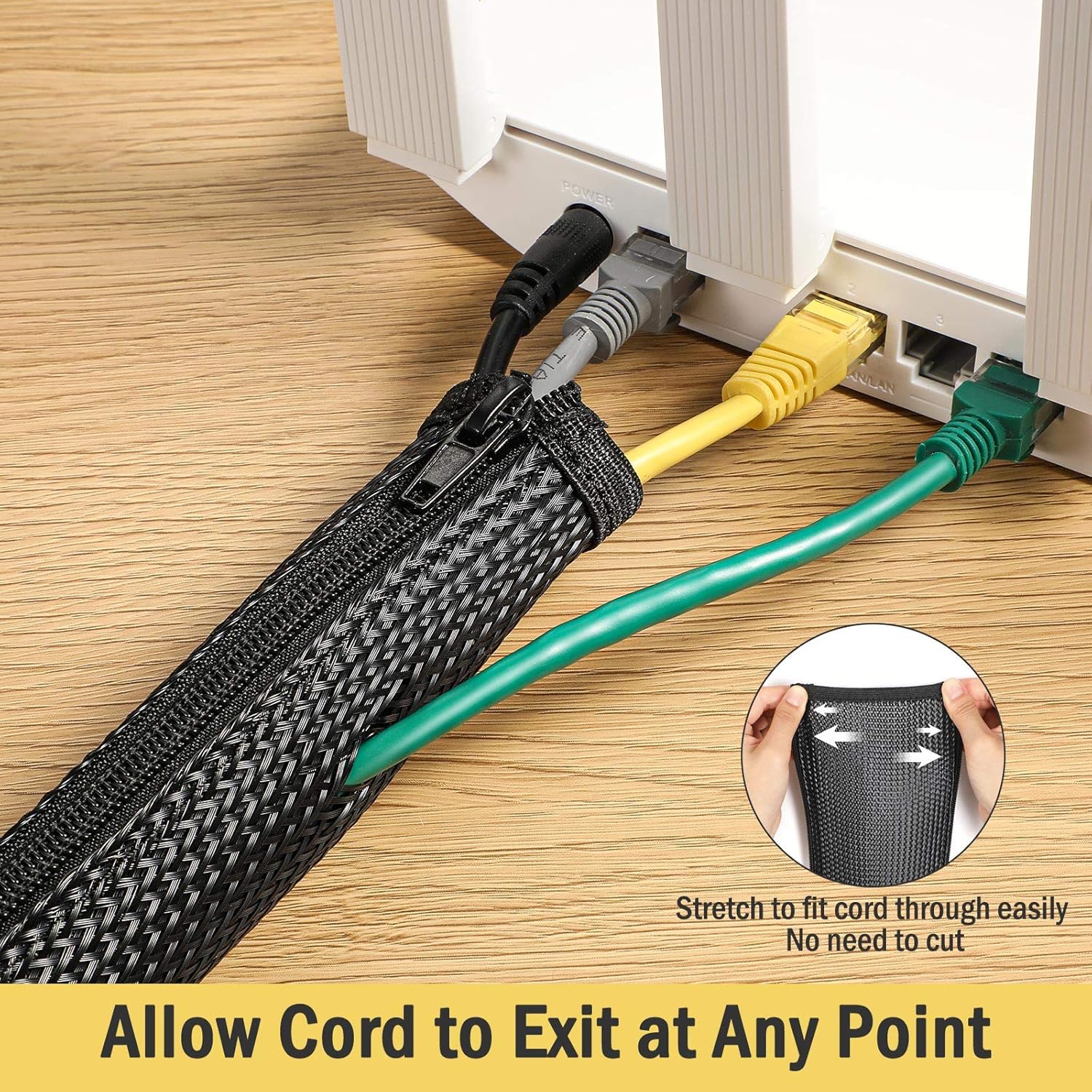 157" Cable Management Sleeves - Yecaye Cord Organizer Zipper Sleeves - Durable PET Wire Wrap Cover Cord Protectors - Flexible Cable Organizer Sleeves for TV Computer Office -Cord Management - 8 Pack : Electronics