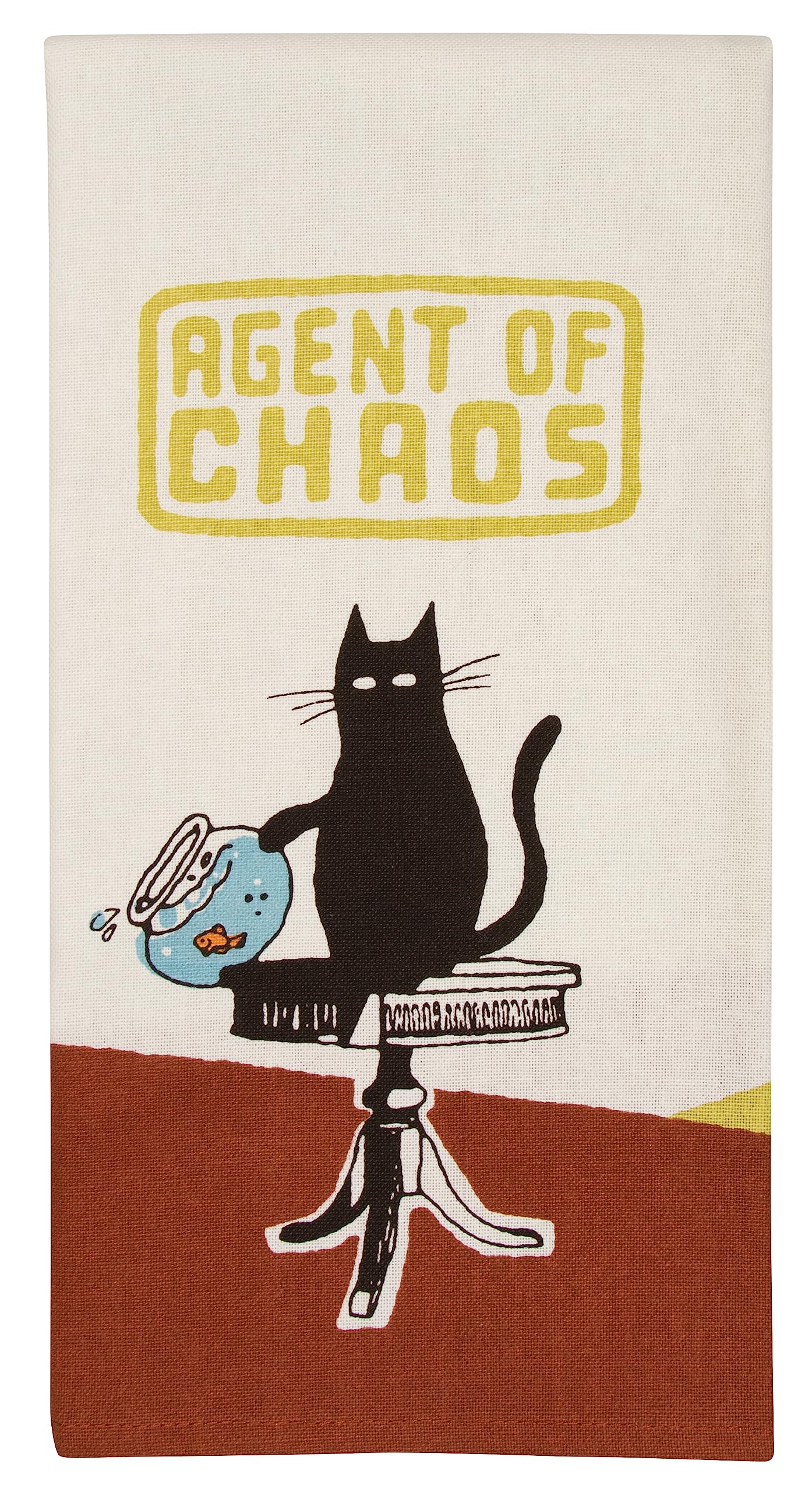 Blue Q The Cat, Agent of Chaos Dish Towel - Funny Kitchen Towels, 100% Cotton, Durable, Soft & Super Absorbent, Machine Washable, Screen-Printed, Vibrant Colors, Functional Gift Ideas, Size 28" x 21"