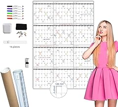 Large Dry Erase Wall Calendar - 52x36 Inches - Blank Undated Yearly Calendar - Whiteboard Premium Laminated Planner - Reusable Laminated Office Jumbo 12-Month Calendar (Vertical)