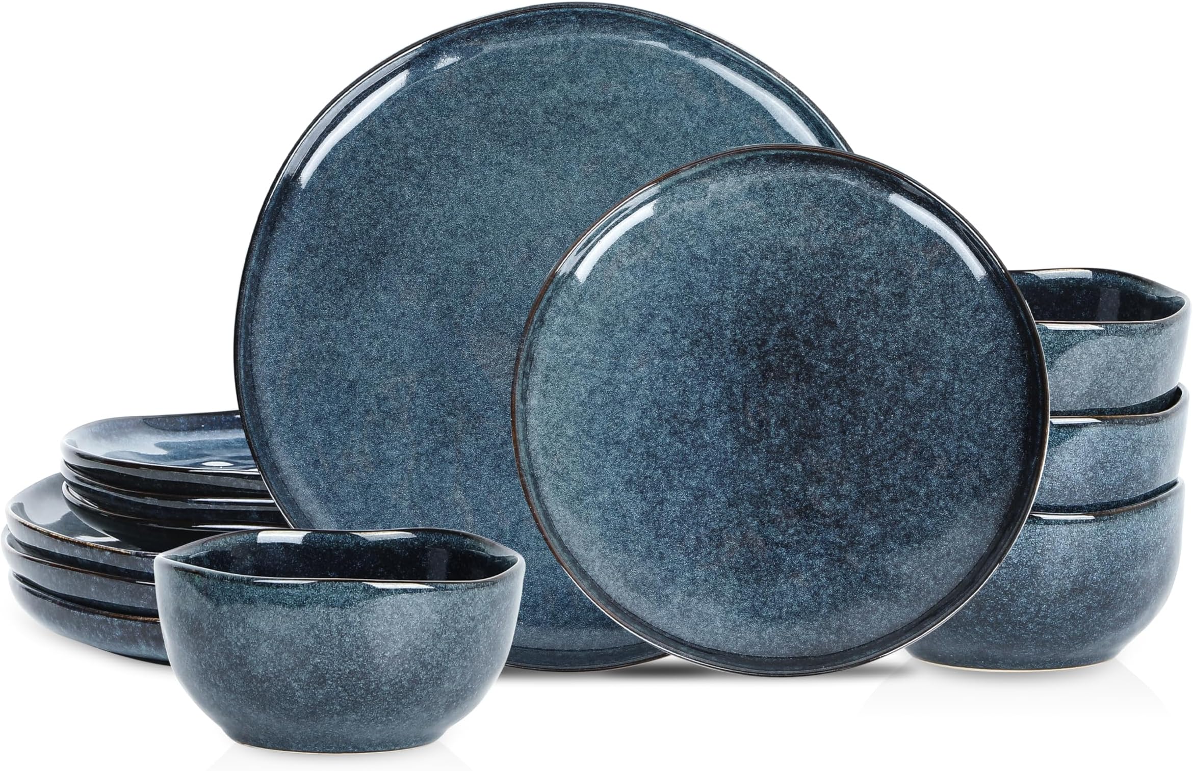 Amazon.com | LERATIO Ceramic Dinnerware Sets,Handcraft Embossed ...