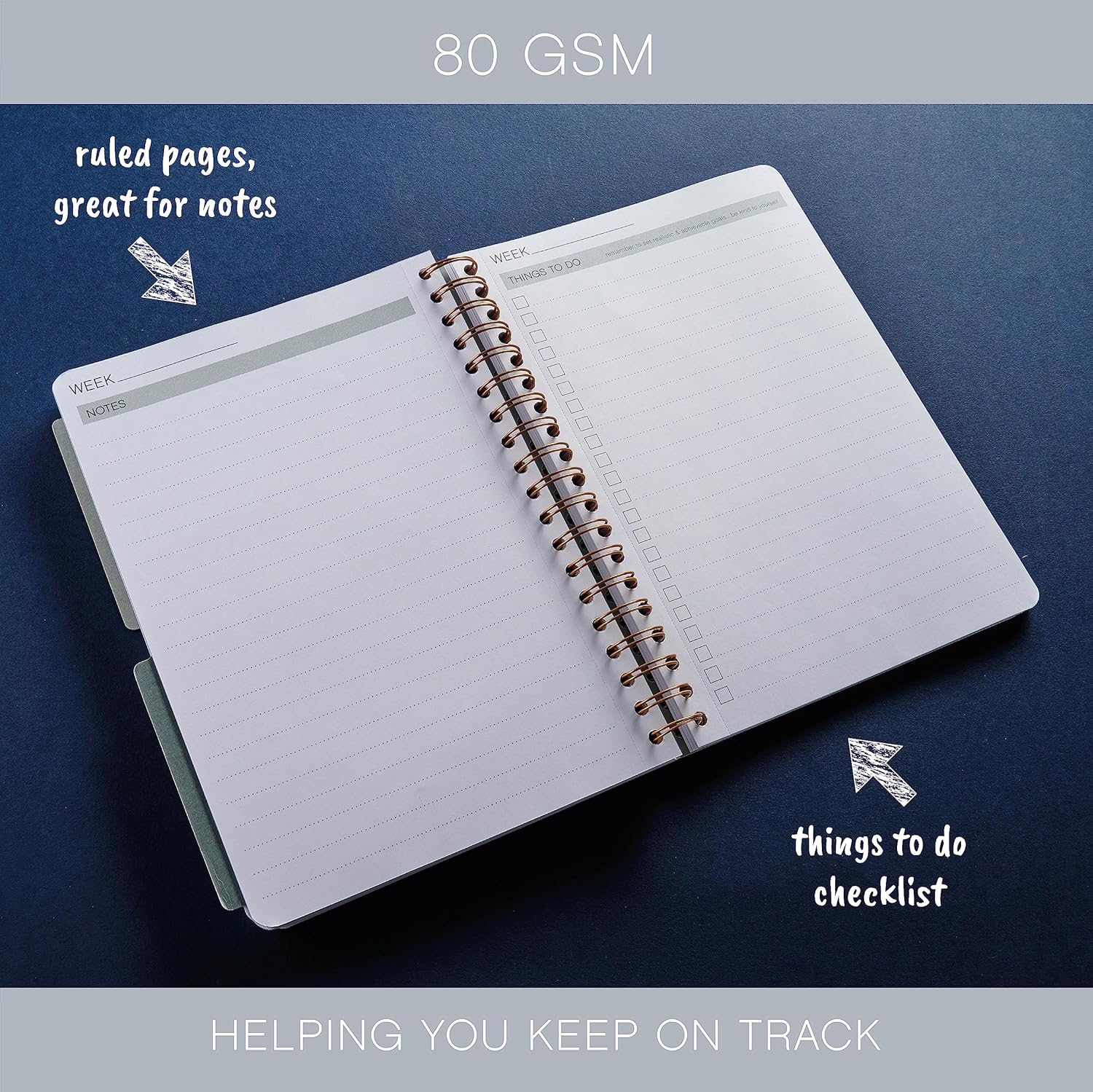 NU Notebooks – Navy Range – Lifestyle Planner – B5 Notebook – Daily Journal – To Do List Notebook – 314 Pages