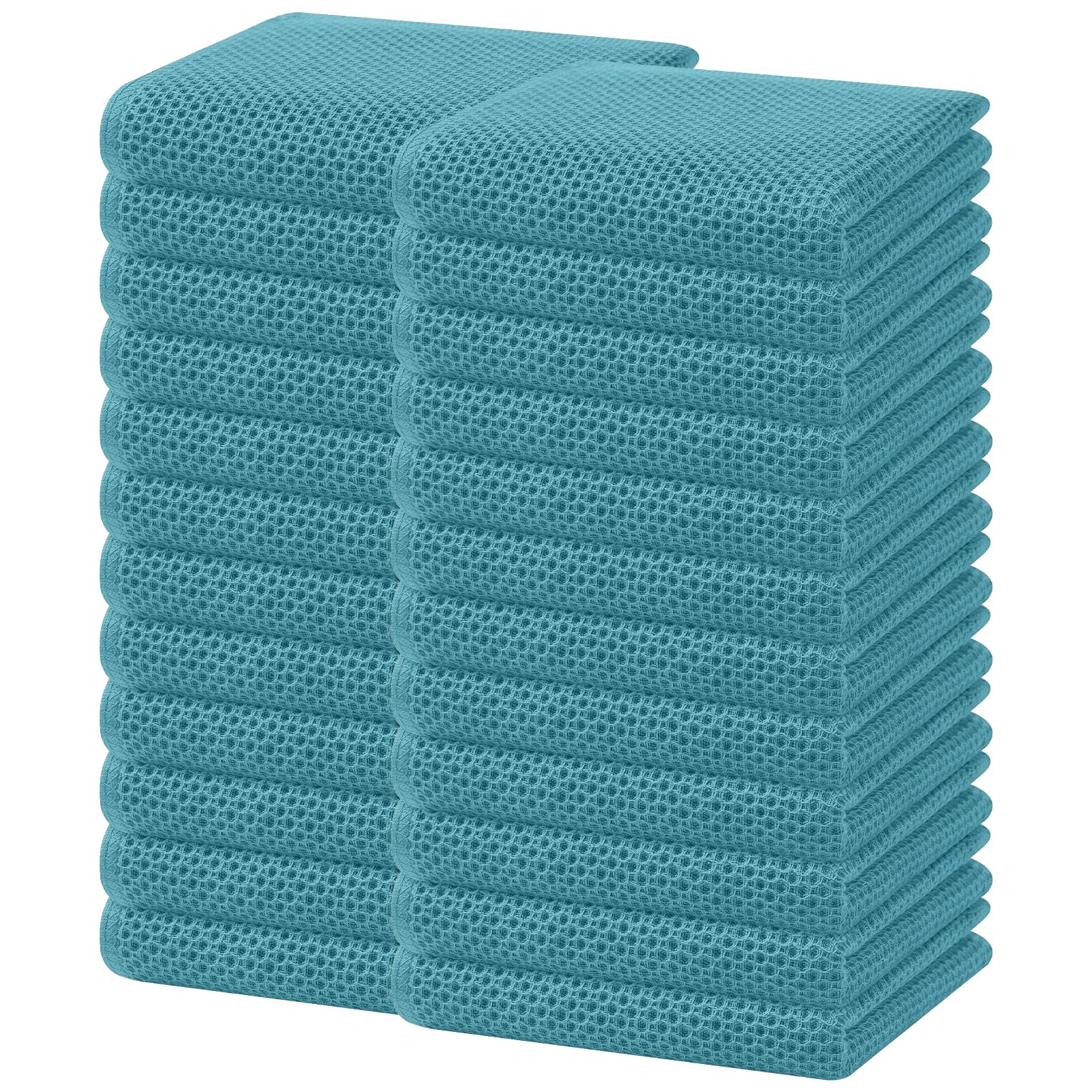 Homaxy 100% Cotton Waffle Weave Kitchen Dish Towels 24-Pack, Lake Blue