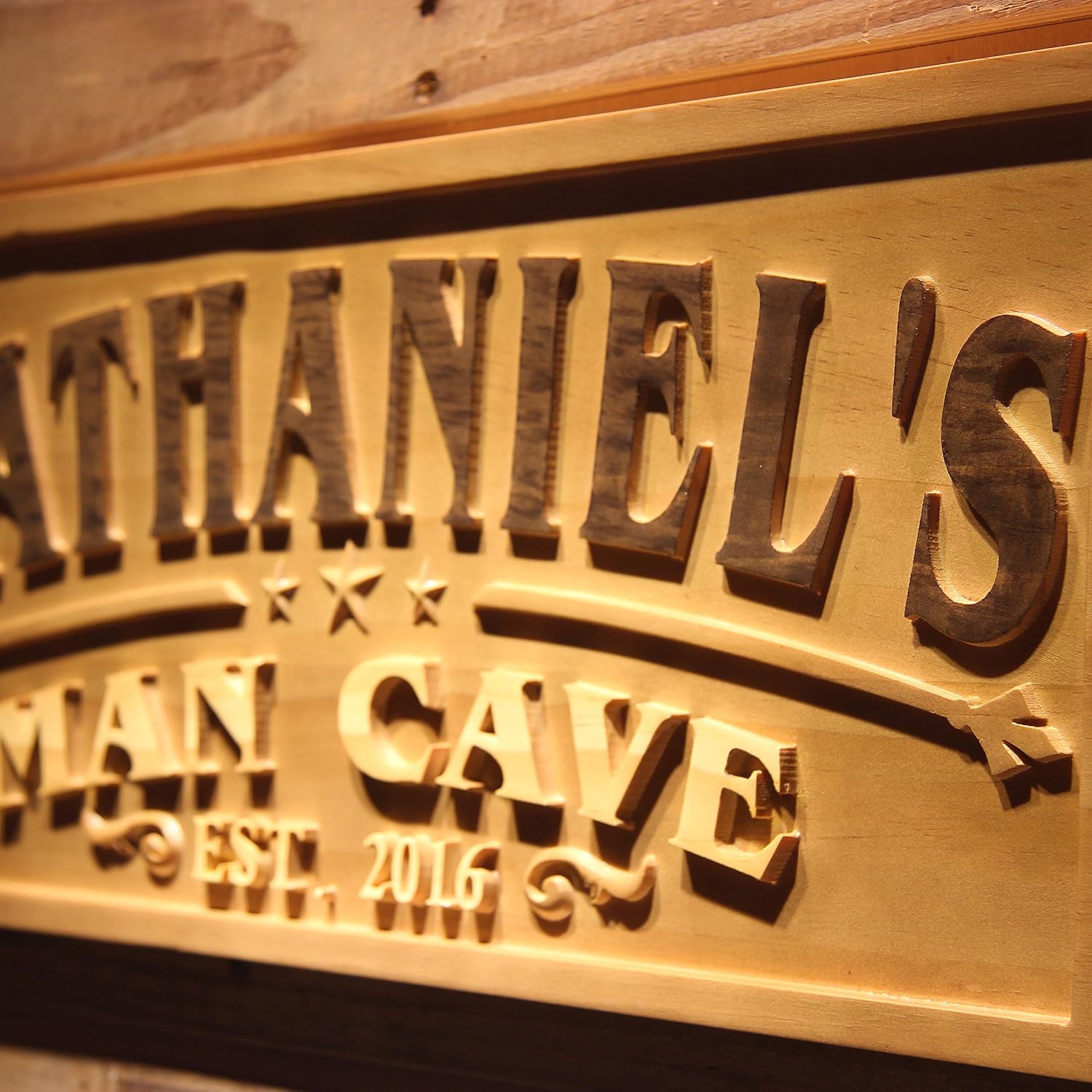 ADVPRO wpa0359 Name Personalized MAN CAVE Established Year Men Birthday Wood Engraved Wooden Sign - Standard 23 x 9.25