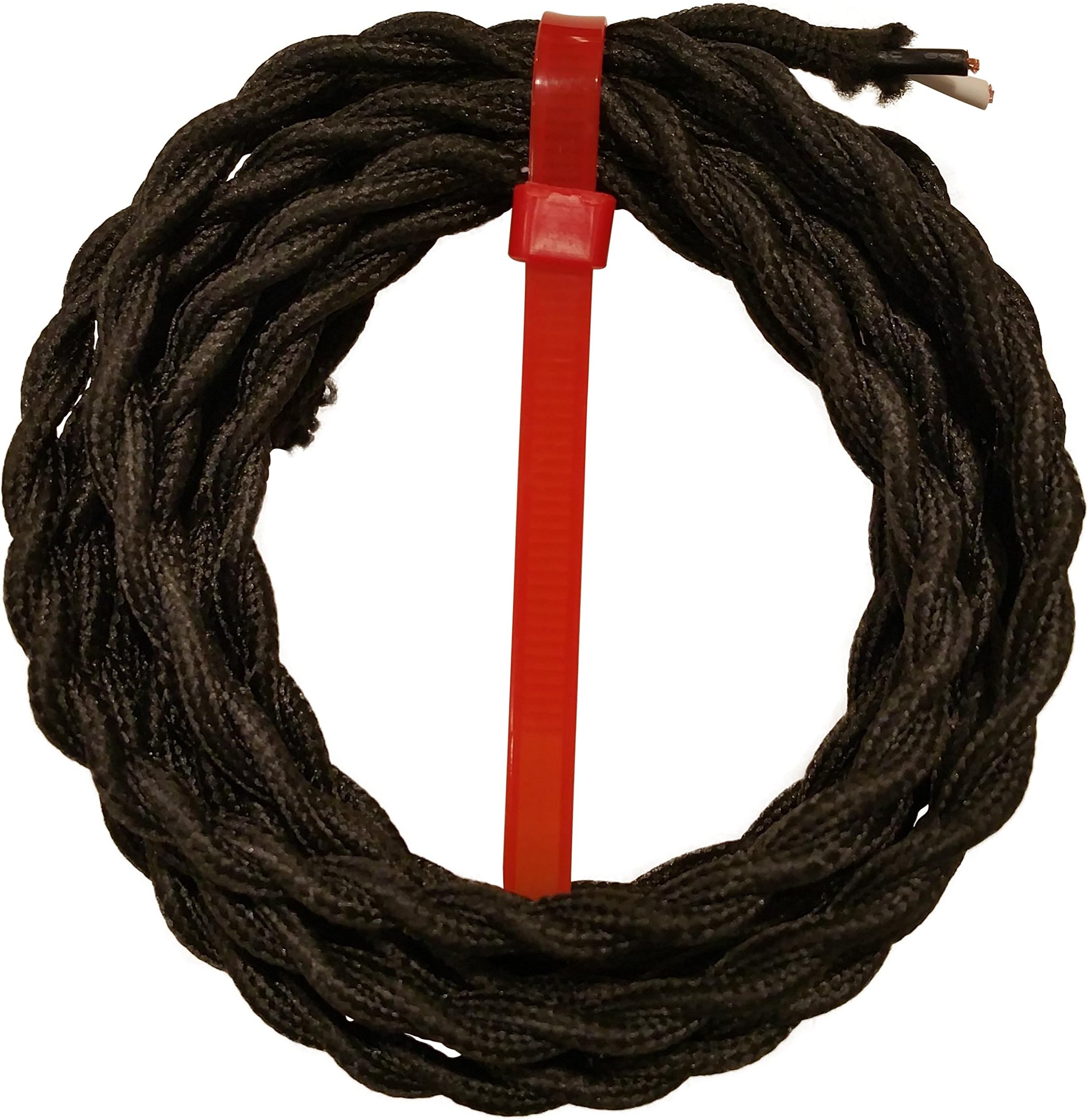 10 Feet Black Twisted 18/2 Cloth Rayon Fabric Electrical Cord Great for Vintage and Antique Lamps & Fans 18 Gauge Wire