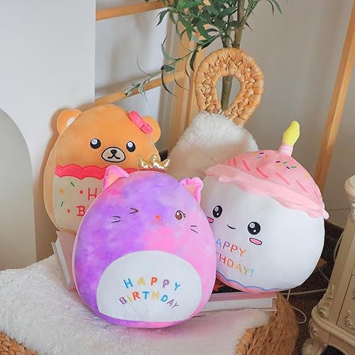 Miniatura 5 de Easfan Almohada de peluche de oso de cumpleaños, juguete de peluche suave, bonito oso de peluche, decoración del hogar, habitación, regalo de