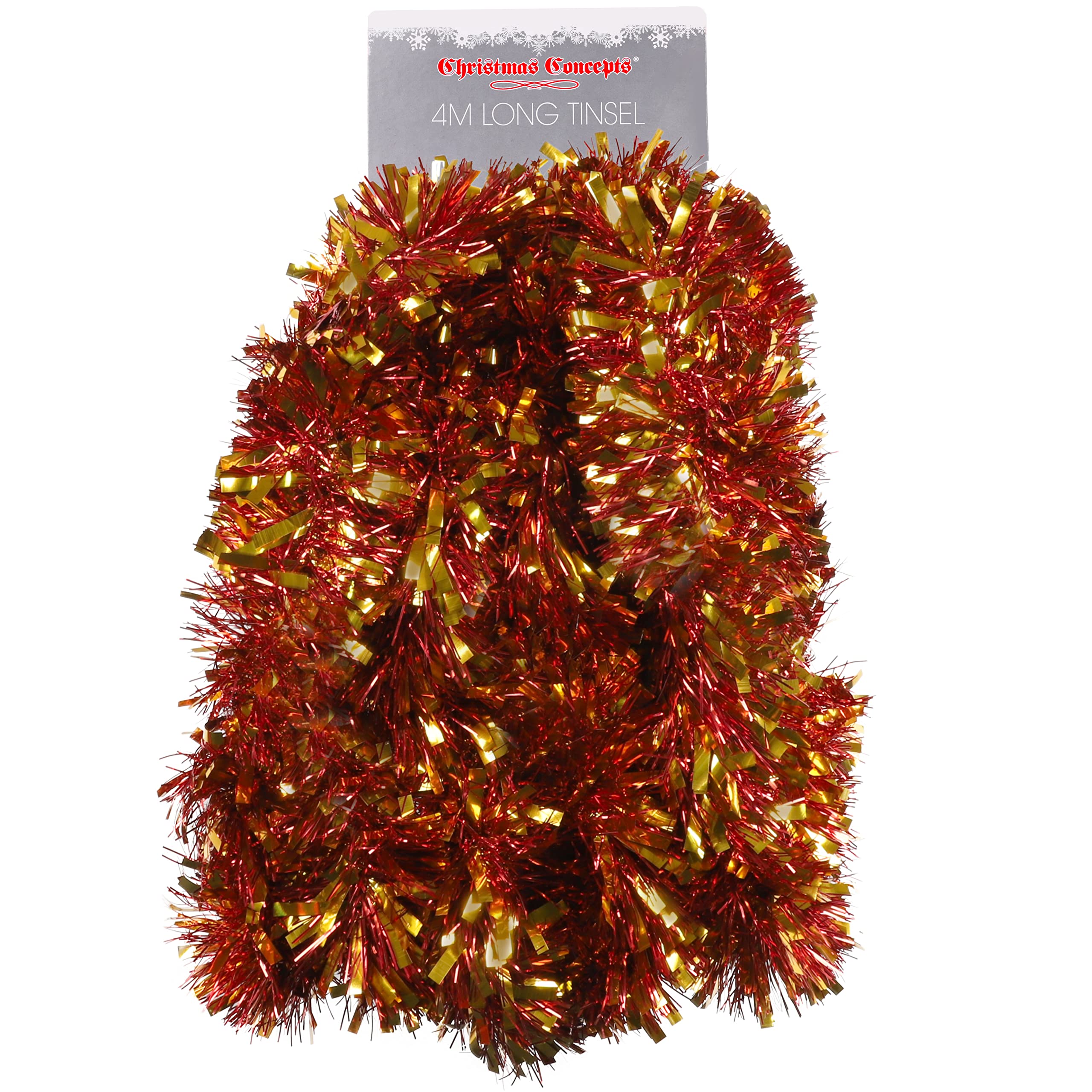 Christmas Concepts Red & Gold Christmas Concepts® 4M (13Ft) Metre Chunky/Fine Christmas Tinsel - Christmas Decoration Tinsel (Red & Gold)