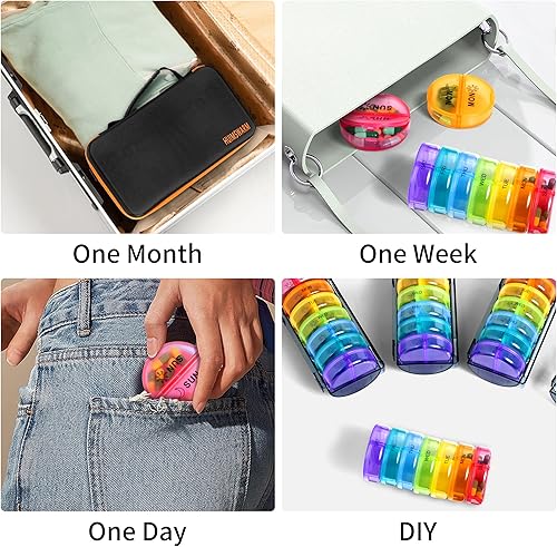 Miniatura 4 de Organizador mensual de pastillas 2 veces al día, pastilleros y organizador 2 veces al día, 7 días, mensual, puede hacerlo tú mismo, con funda