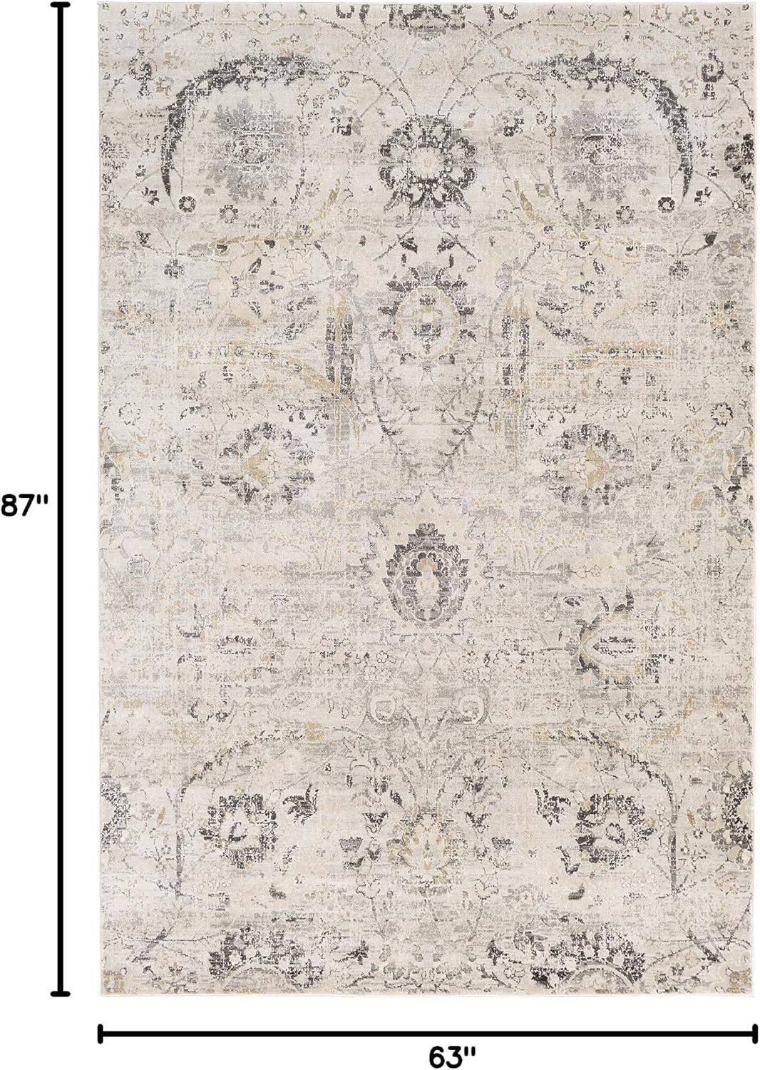 Livabliss Inkeri Updated Traditional Area Rug,5'3" x 7'3",Light Gray