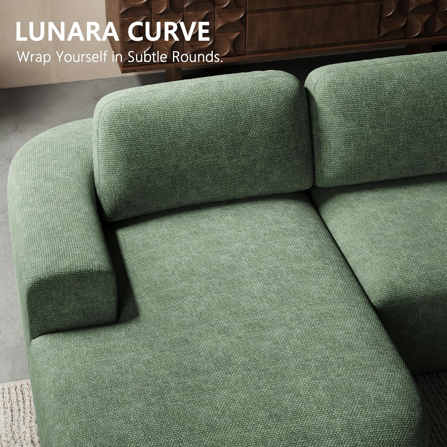 Dowinx 107'' Modular Sectional Sofa Couch with Chaise, No Assembly Required, Modern Woven-Textured Upholstery, Convertible L-Shaped Design for Living Room – Forest Green