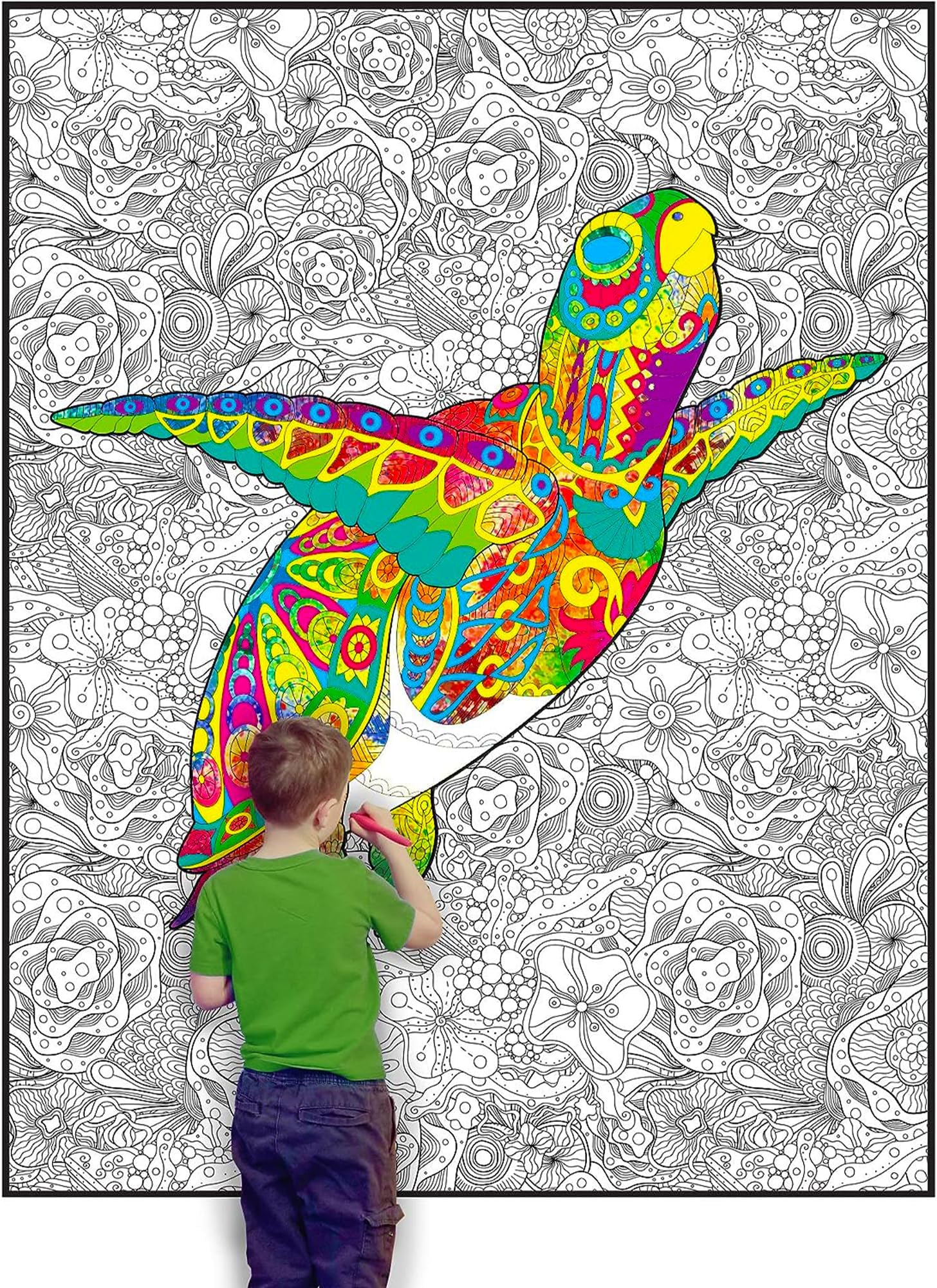 DEBBIE LYNN Giant Coloring Poster - The Jumbo Coloring Sheet for Kids and Adults, Oversized Coloring Sheet, Wall Coloring Mural 48"x63" (Sea Turtle)