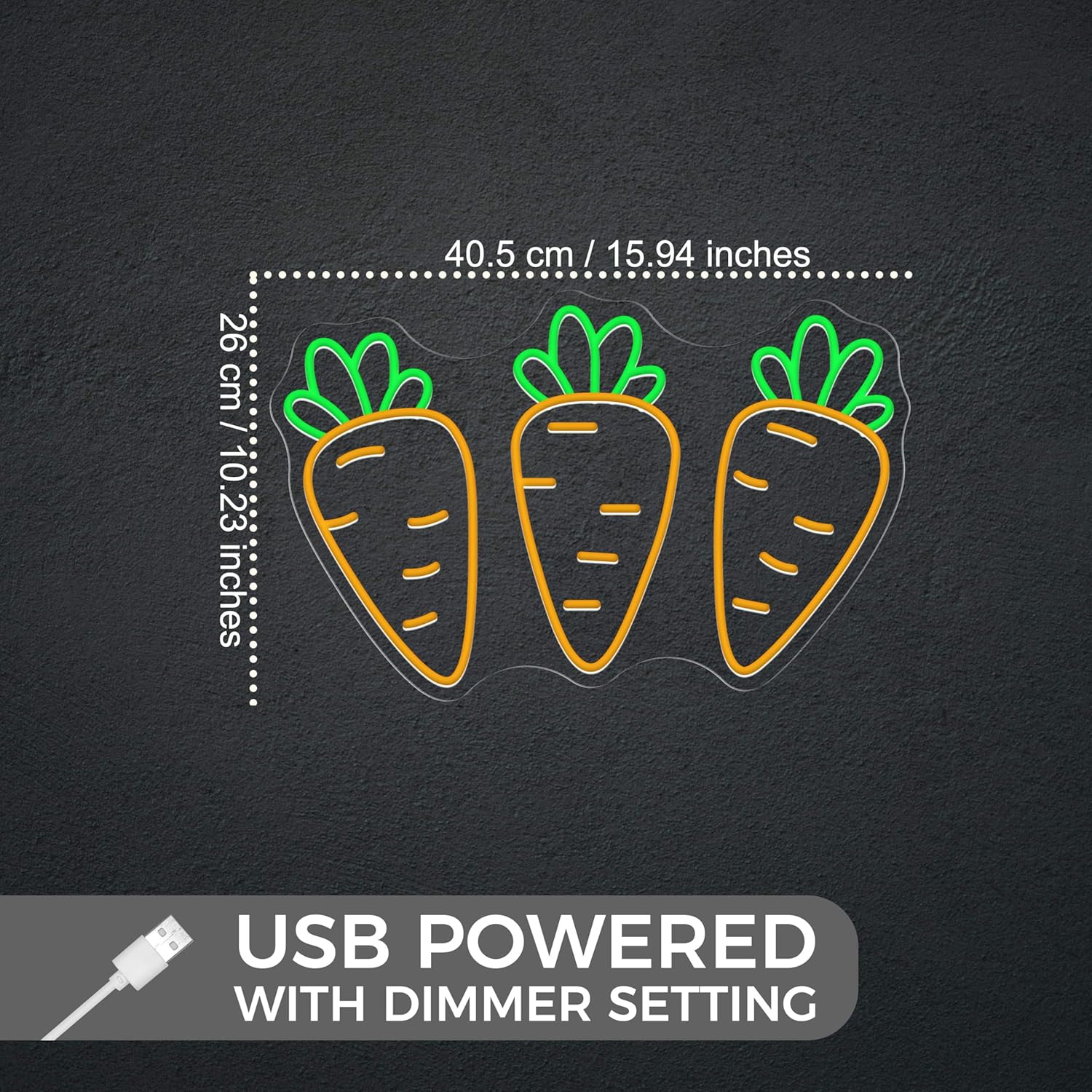 Carrot Neon Sign Triple Carrot Cluster Neon for Festive Easter & Garden LED Wall Decor Vegetable ShopLight Carrot Lover Gift Garden Decor Sign