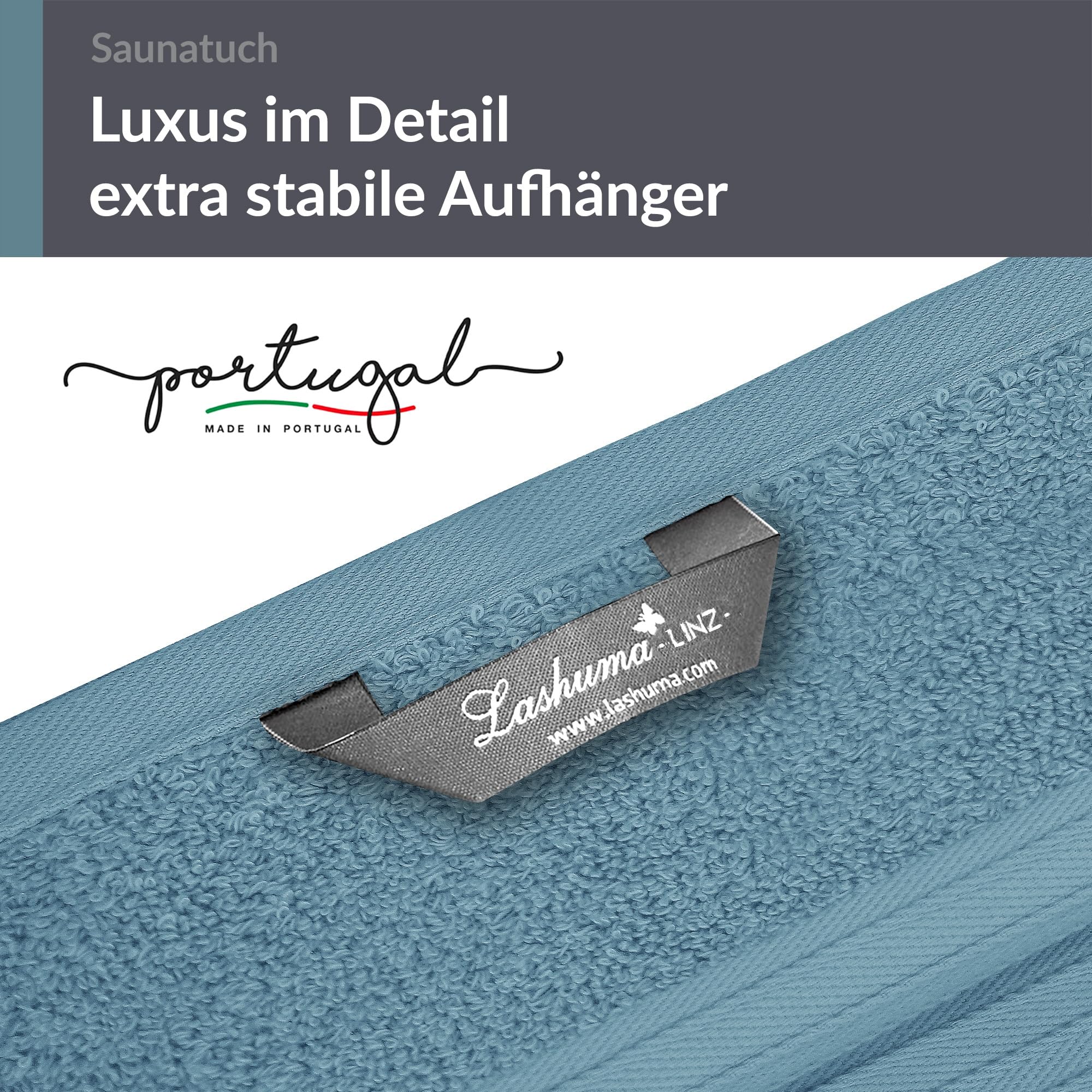 Lashuma Badetuch groß 100x200 cm Baumwolle, Linz Saunahandtuch XXL, Frottee Handtuch in Tauben Blau für Spa und Sauna
