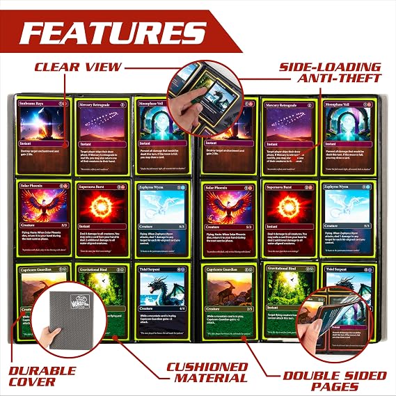 MONSTER PROTECTORS Binder – 9 Pocket Trading Card Album – mat sarı – holds 360 Yugioh, Magic, and Pokemon Cards