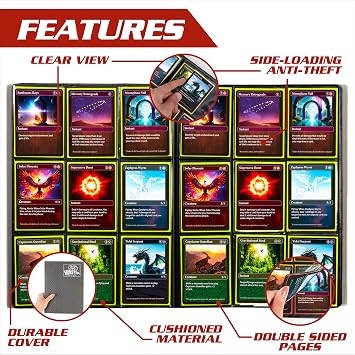 MONSTER PROTECTORS Binder – 9 Pocket Trading Card Album – mat sarı – holds 360 Yugioh, Magic, and Pokemon Cards
