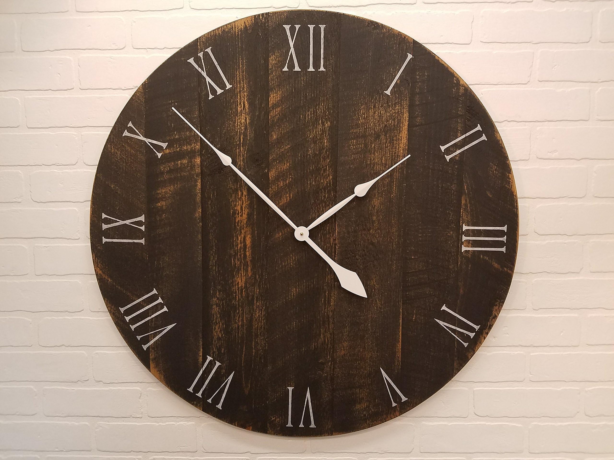 Wall Clock – 36 Inch Diameter – Black and Tan Wooden Clock by Yankee Woodworks