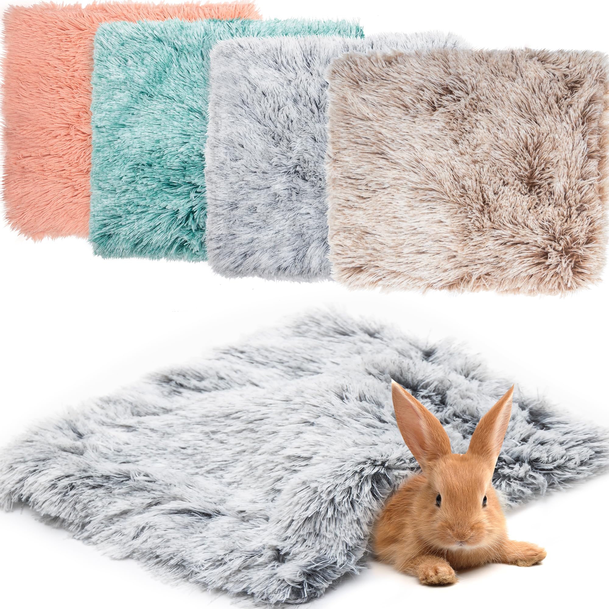 KAYCOWZA Guinea Pig Blankets 4 Pack, Warm Cozy Pet Cage Accessories for Guinea Pig Hedgehog Rabbit Hamster Chinchilla Ferret Small Animals, Fleece