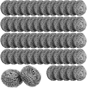 150 Pieces Small Stainless Steel Scourers Bulk Steel Wool Scrubbers | 10-gram Metal Sponges Wire Scouring Pad for Stoves, Pots, Pans, Oven, Cooker Hoods for Kitchen Bathrooms, Separately Packaged
